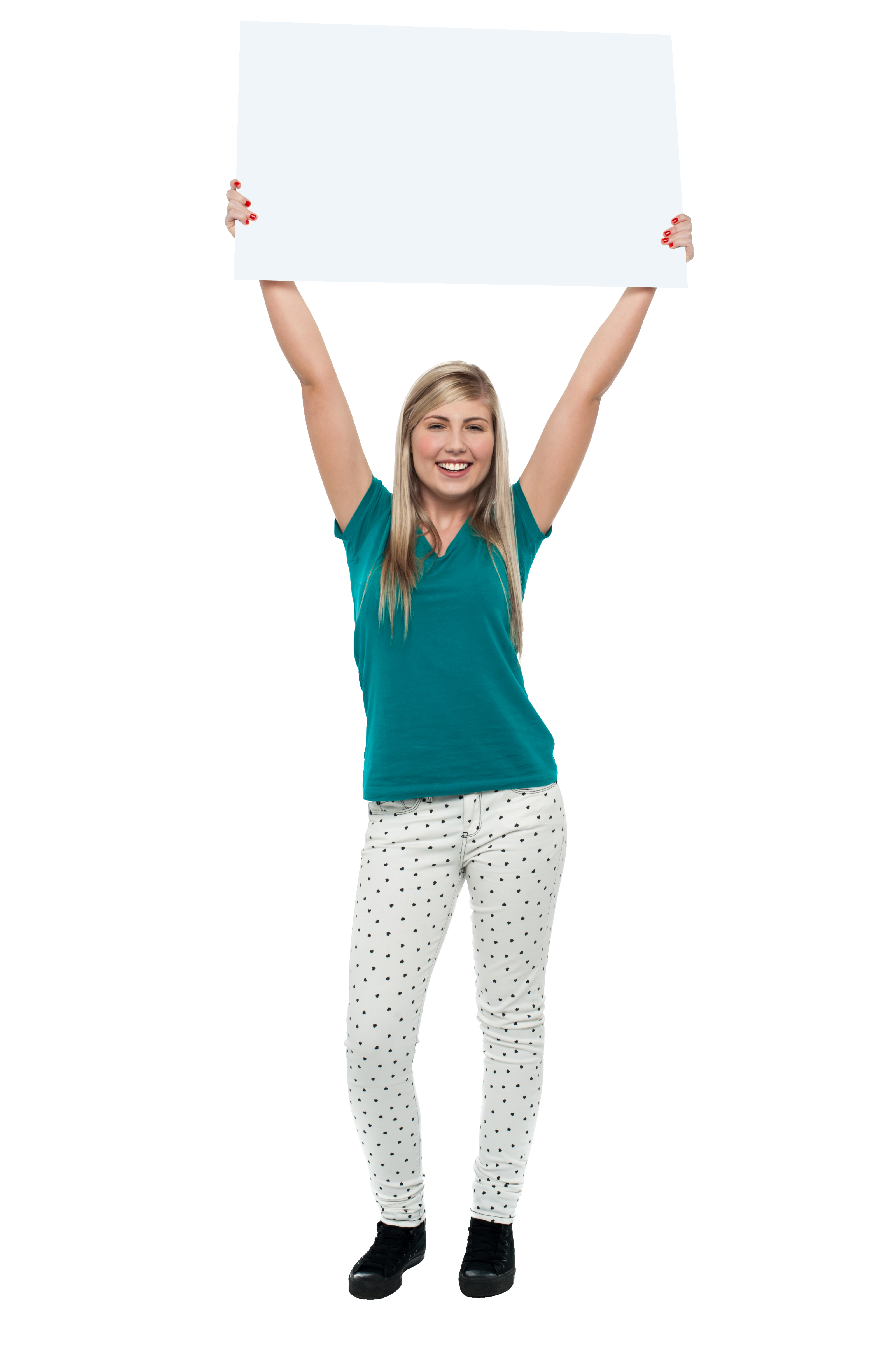 Girl Holding Banner PNG Image