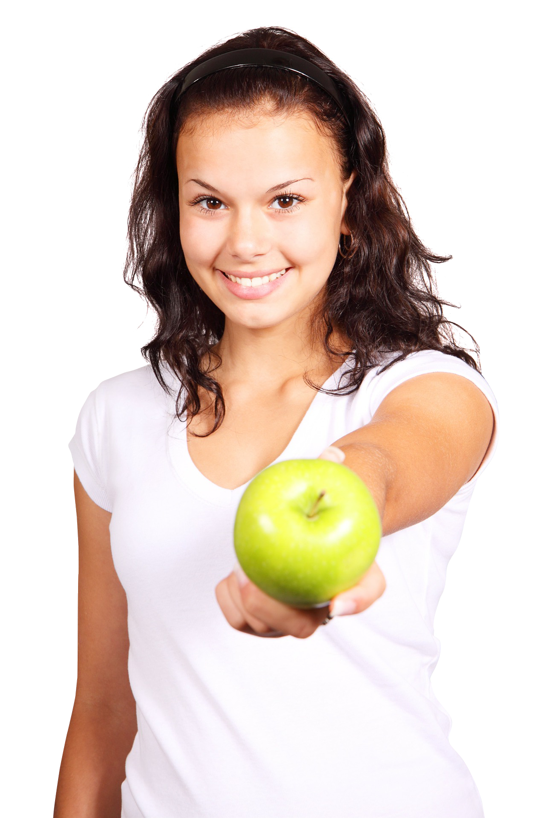 Girl with Green Apple PNG Image