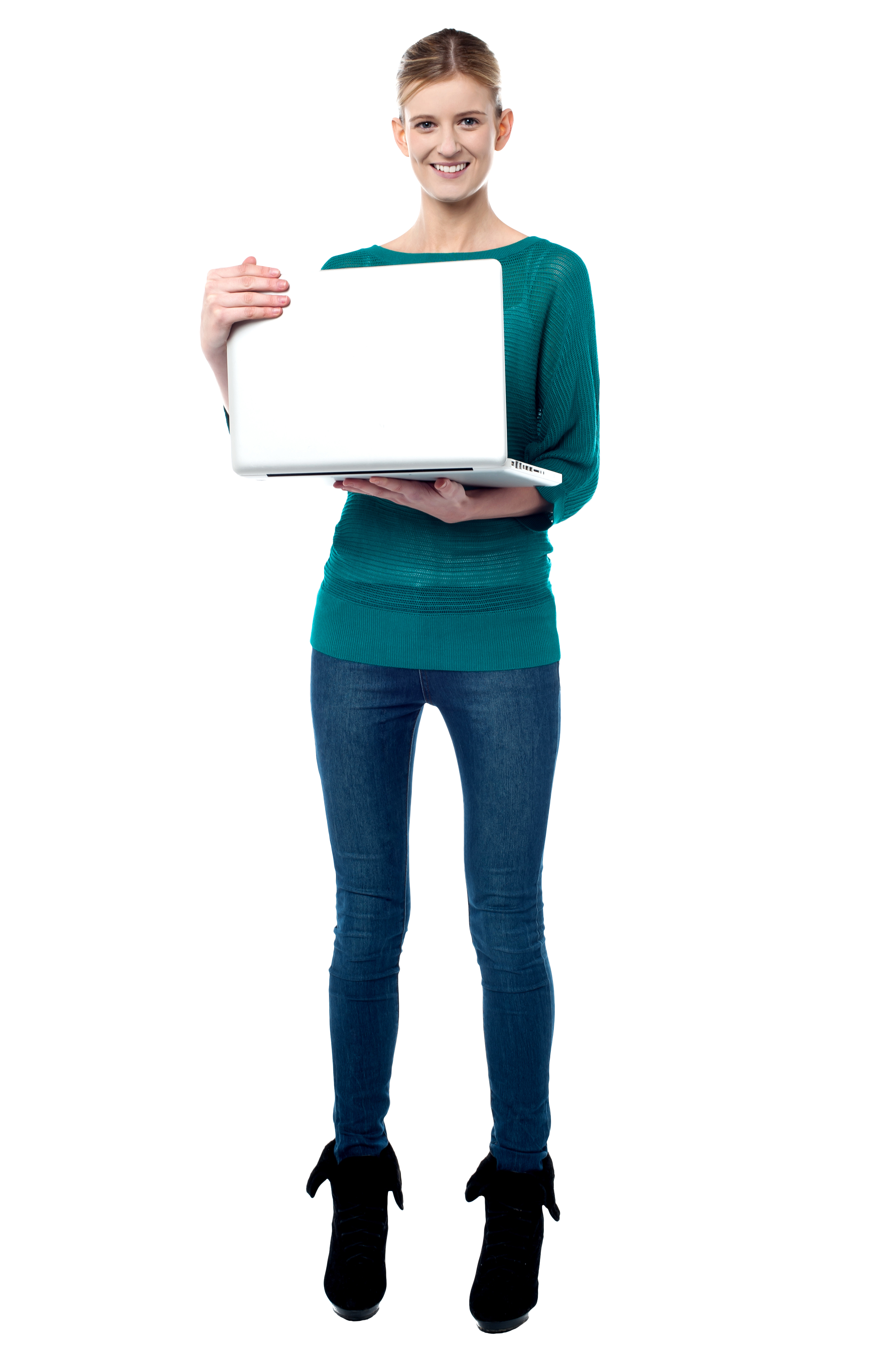 Girl With Laptop PNG Image