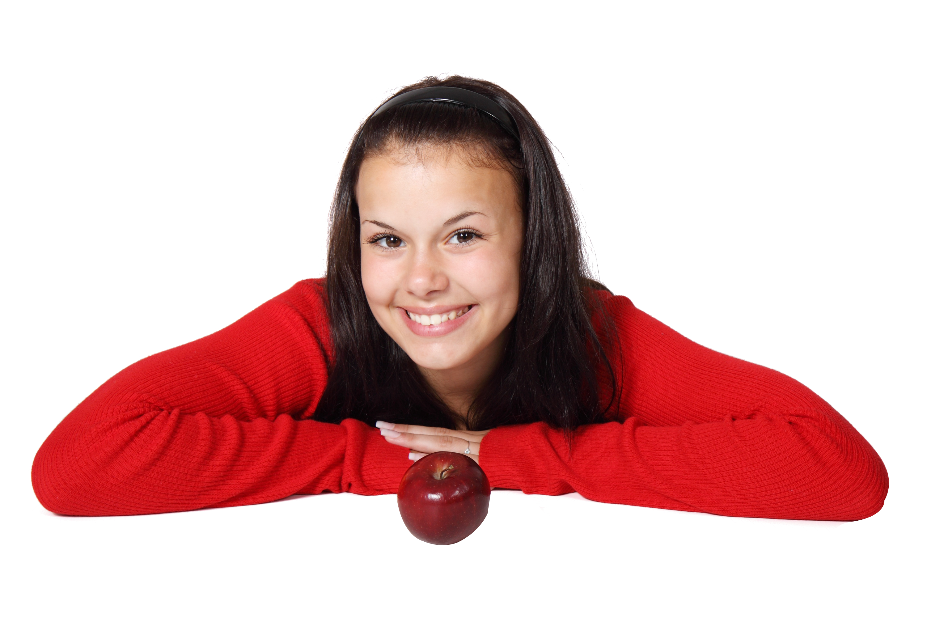 Girl with Red Apple PNG Image