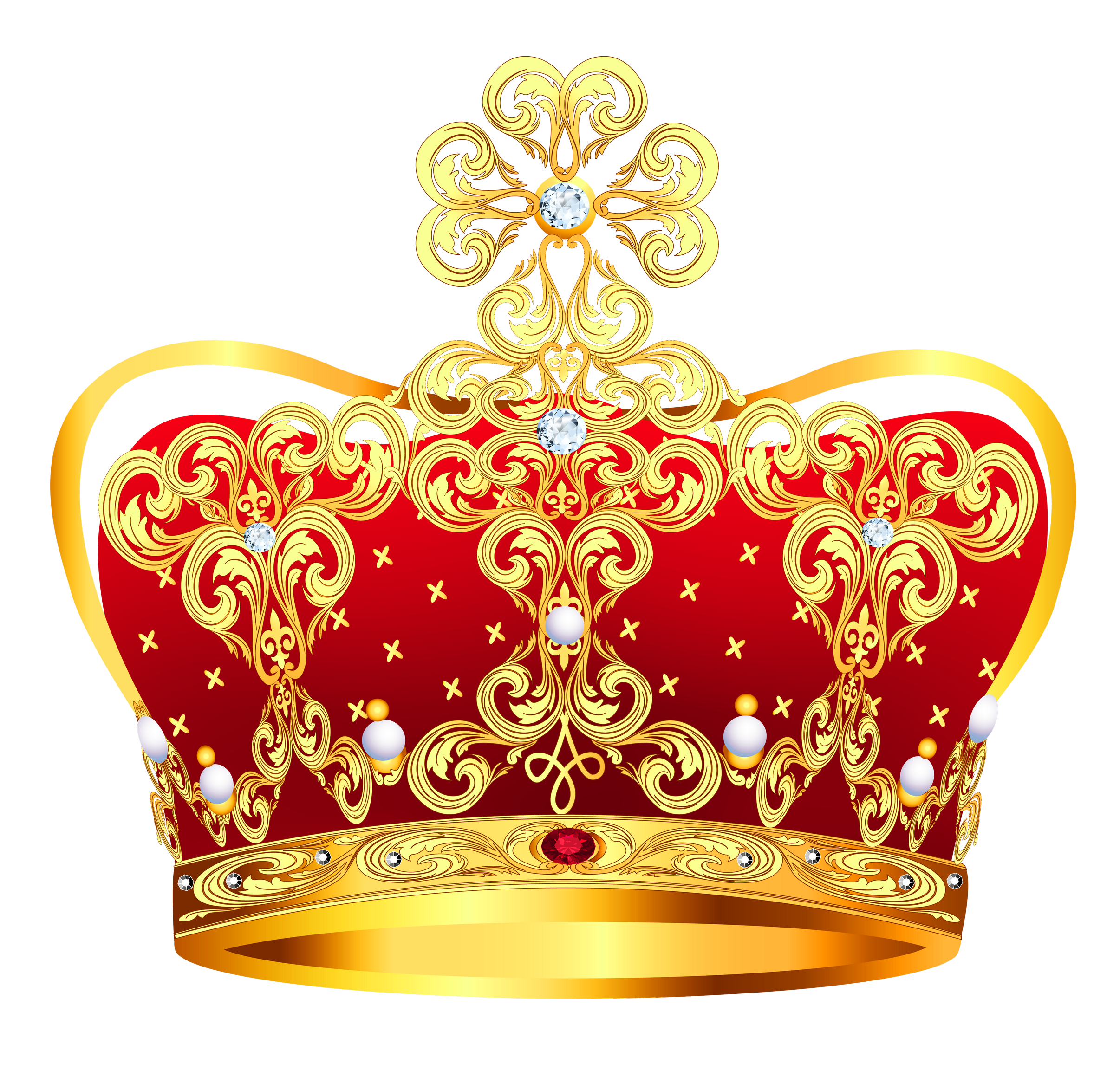 Gold & Red Crown PNG Image