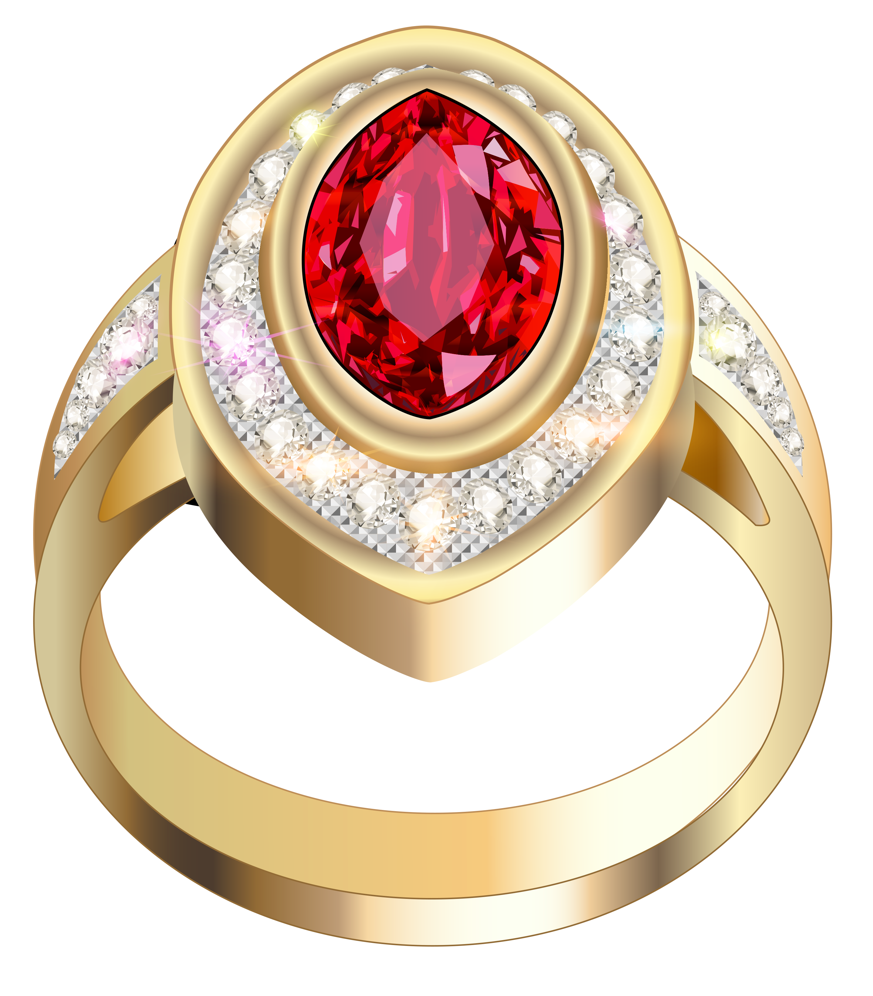 Gold Ring With Red Diamonds