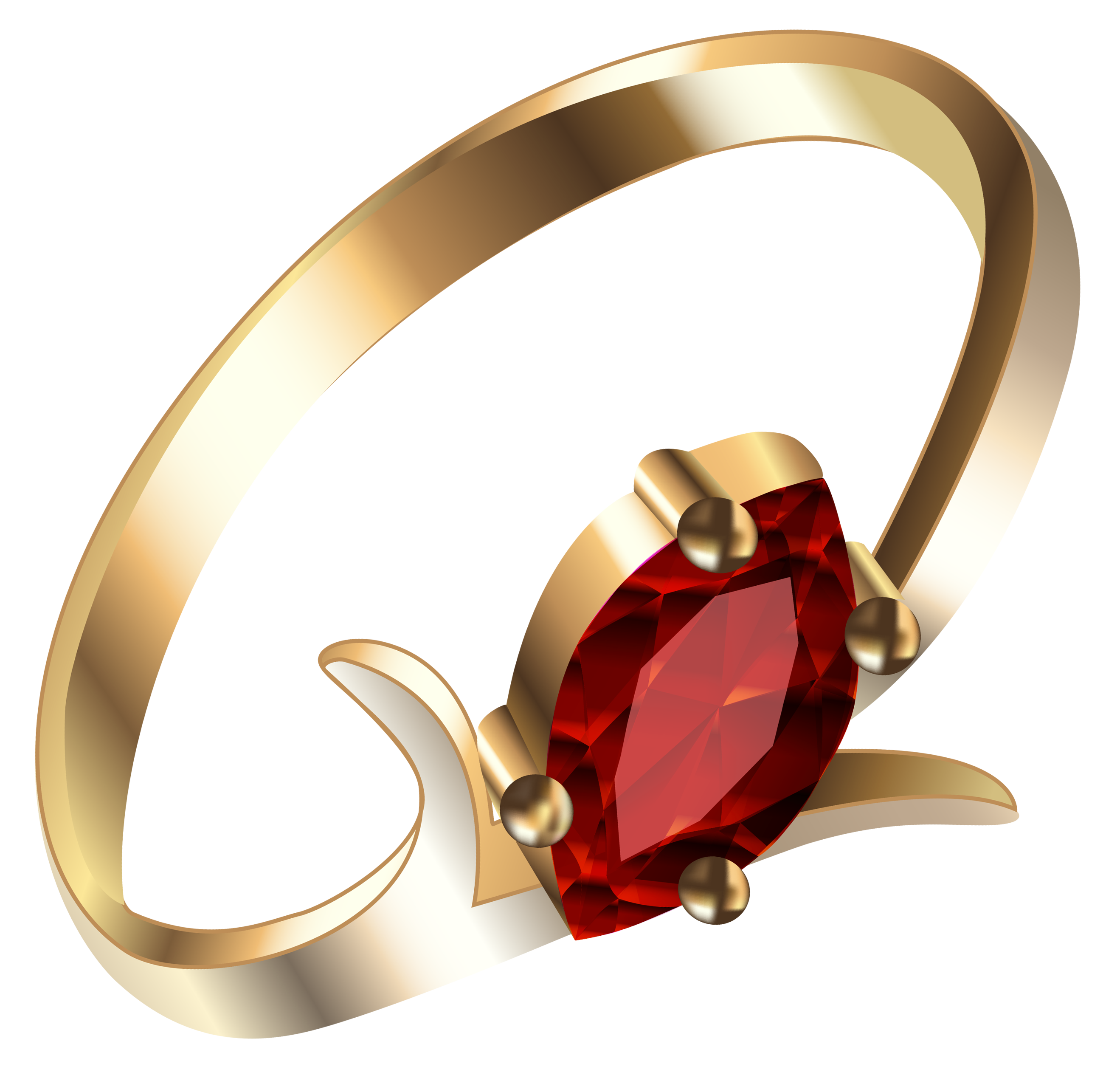Gold Ring With Red Diamonds PNG Image