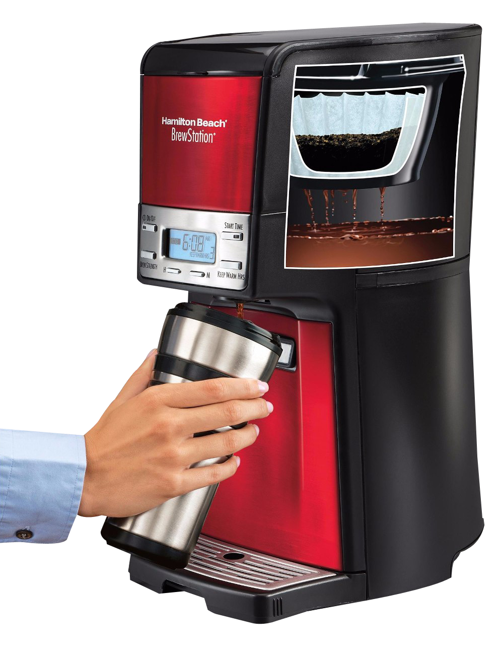 Hand with Coffee Maker PNG Image