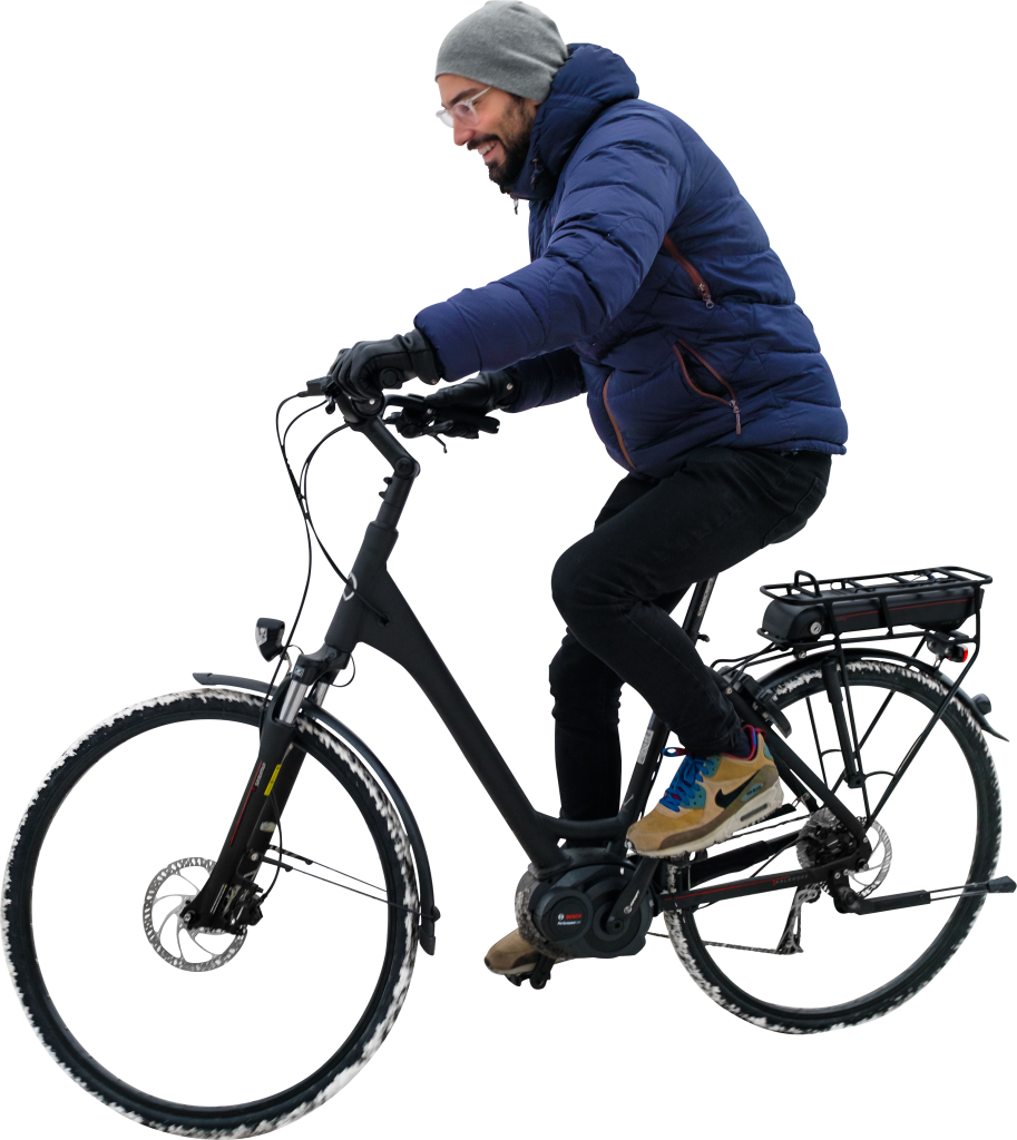 Is Winter Cycling His Electric Bike PNG Image