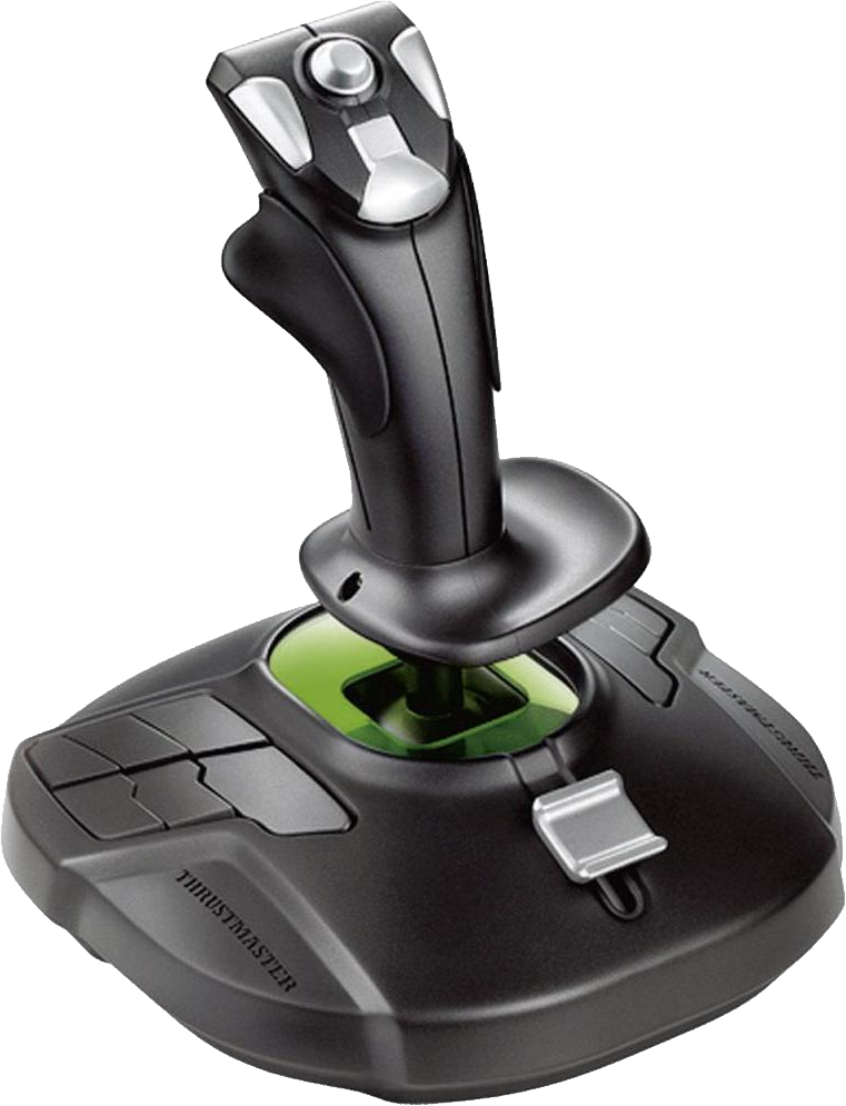 Thrustmaster Black and Green Joystick PNG Image