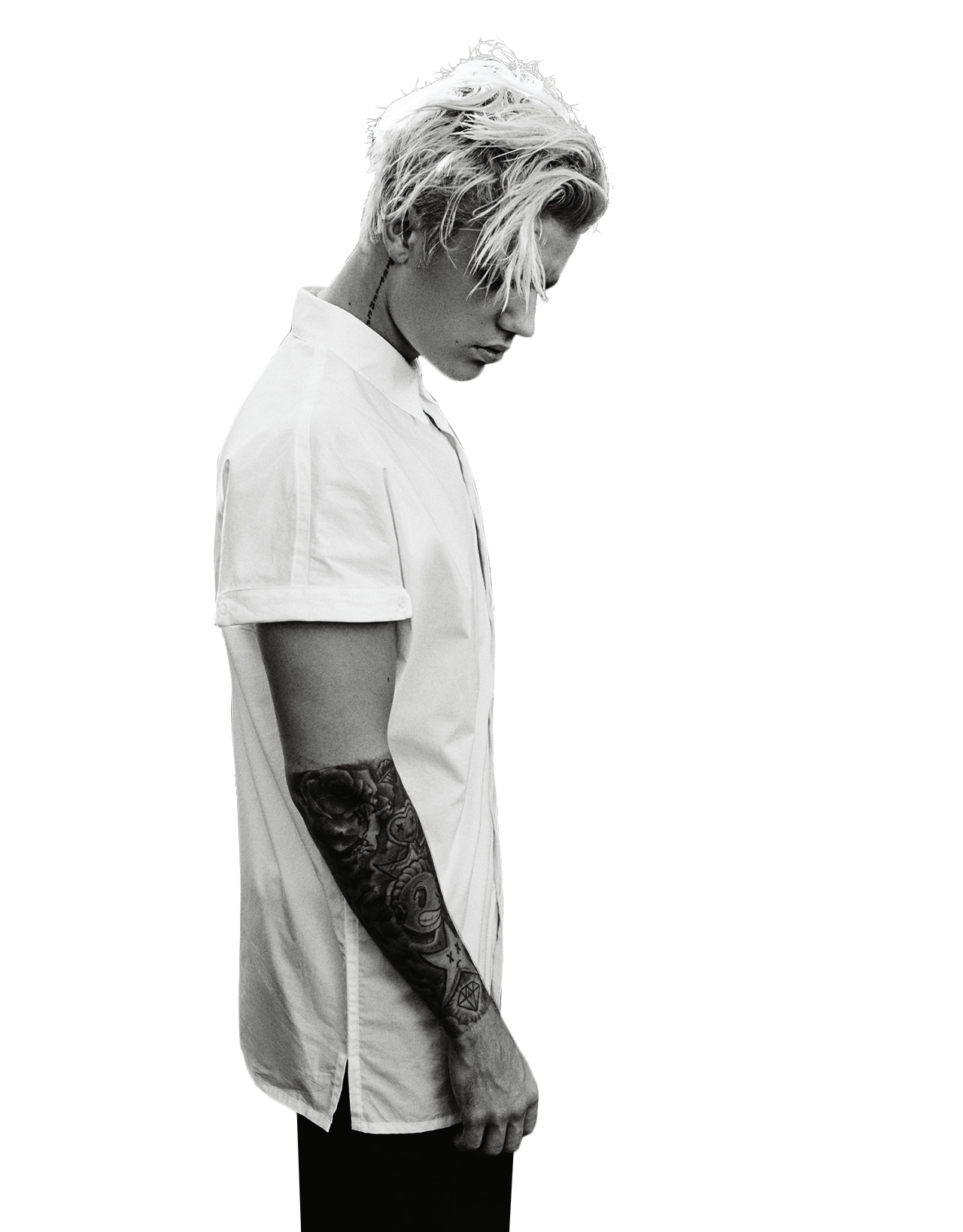 Justin Bieber Black and White PNG Image