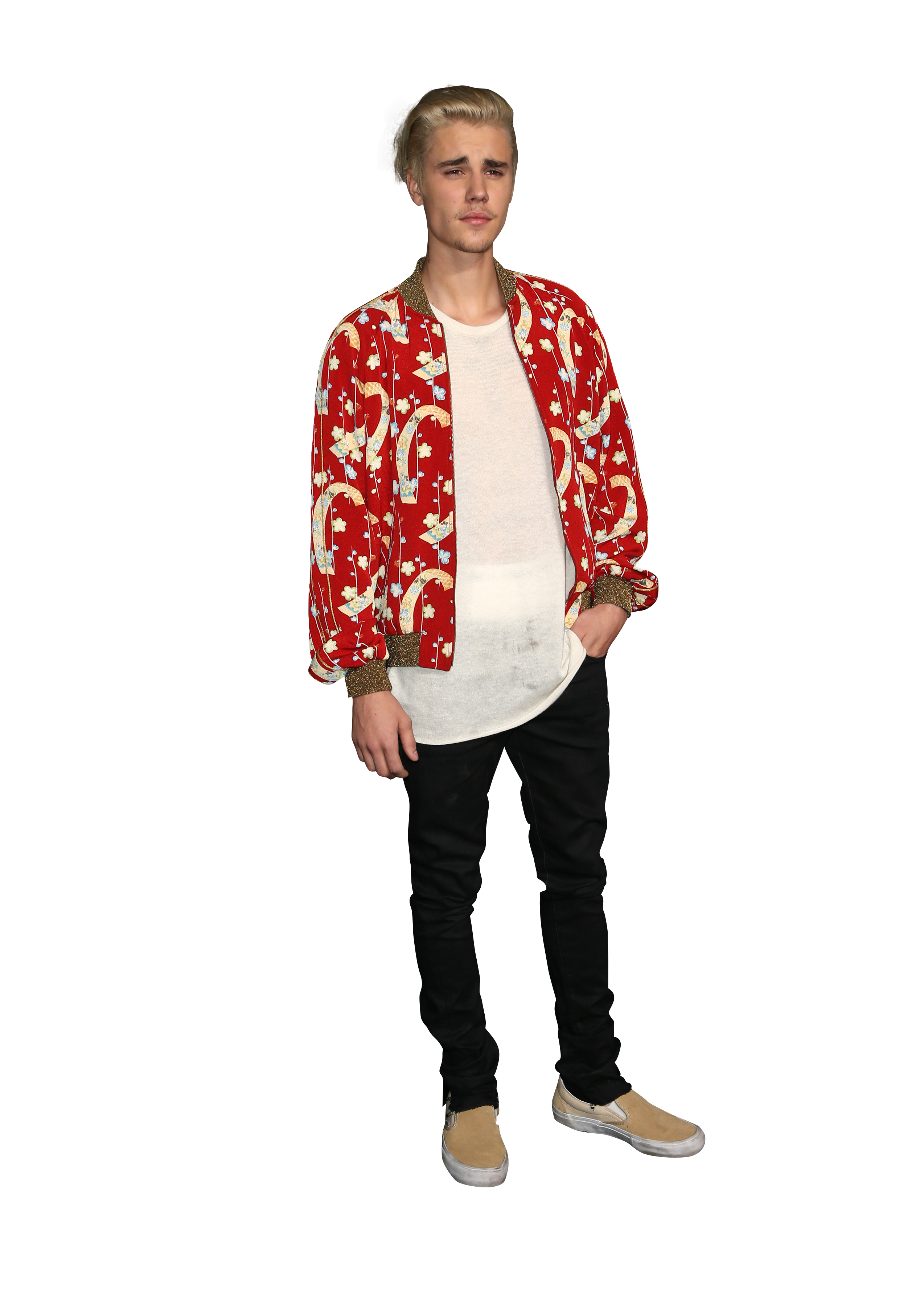 Justin Bieber dressed in a Red Shirt PNG Image