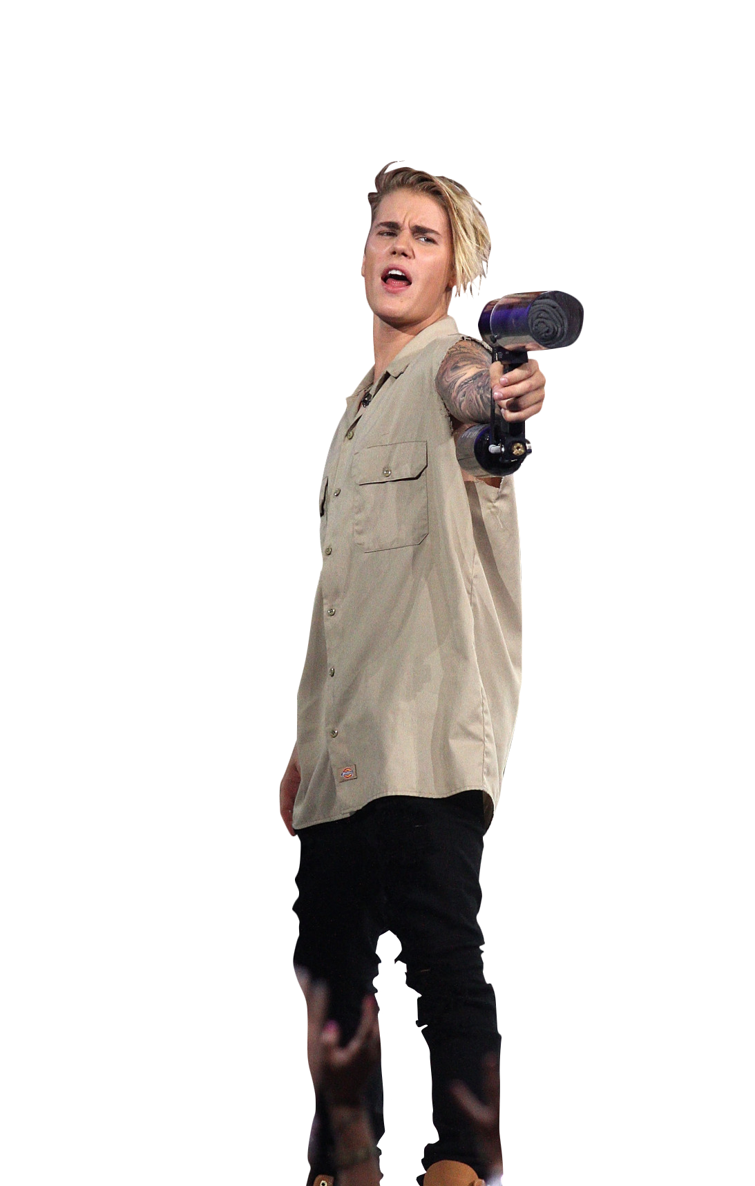 Justin Bieber Holding Gas Canone PNG Image