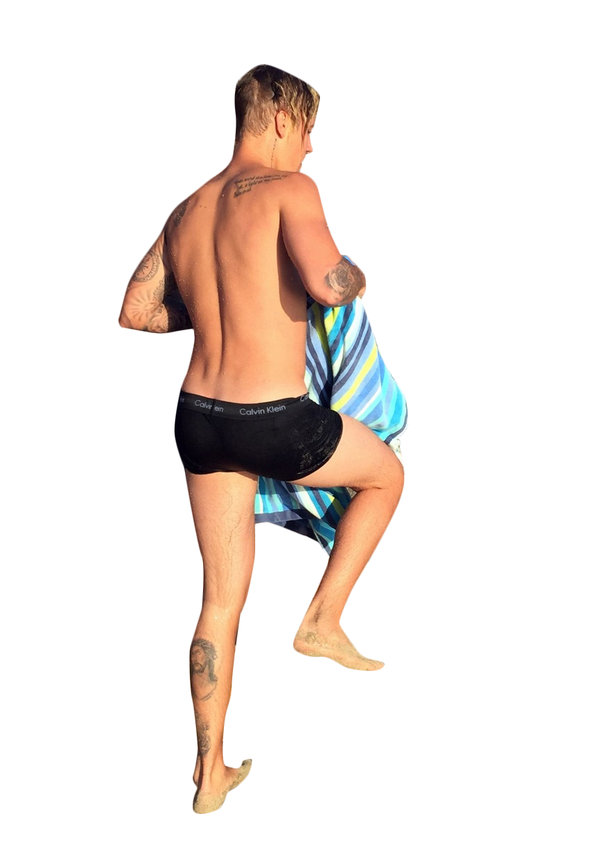 Justin Bieber In Underpants Walking PNG Image