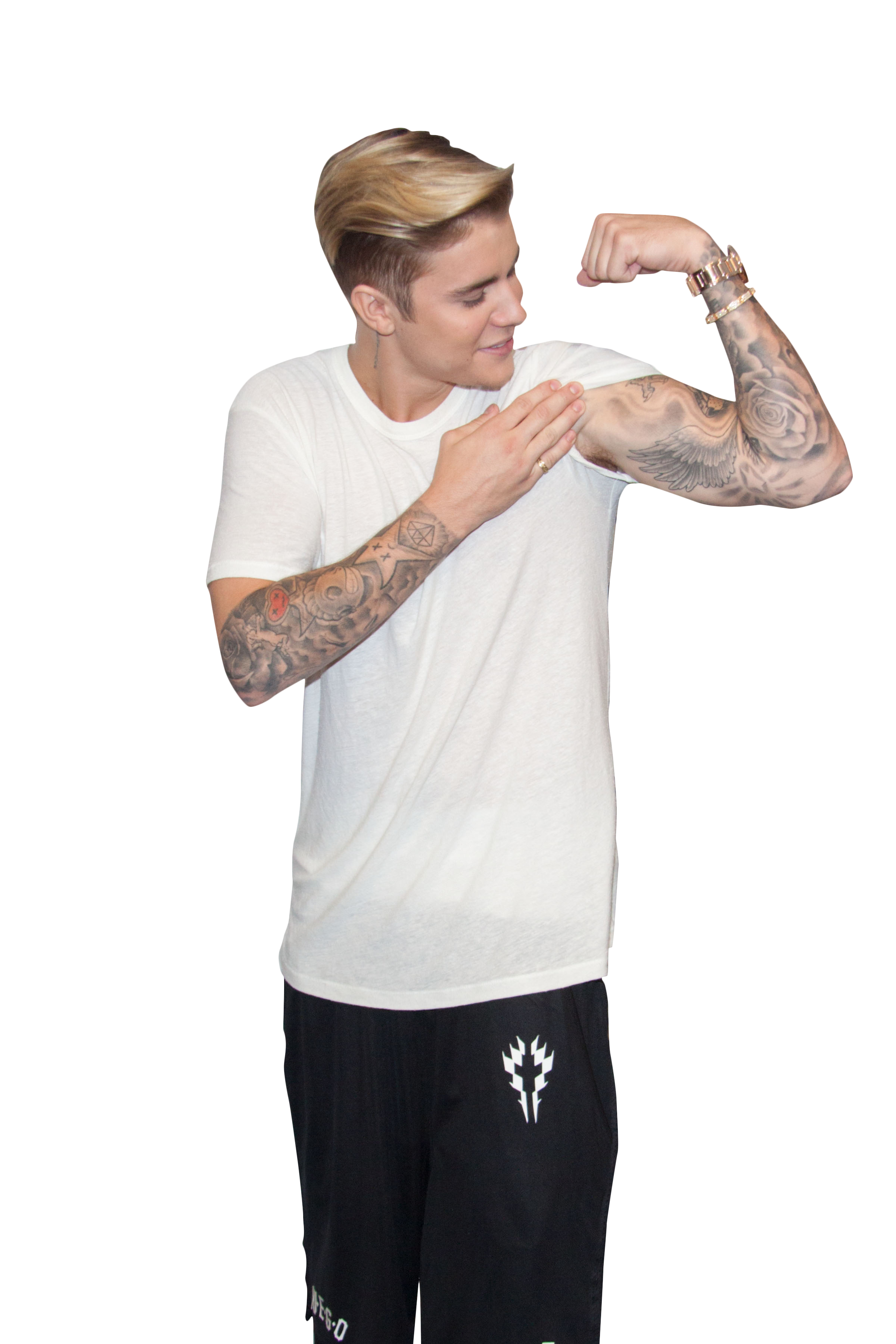 Justin Bieber Showing Muscle PNG Image