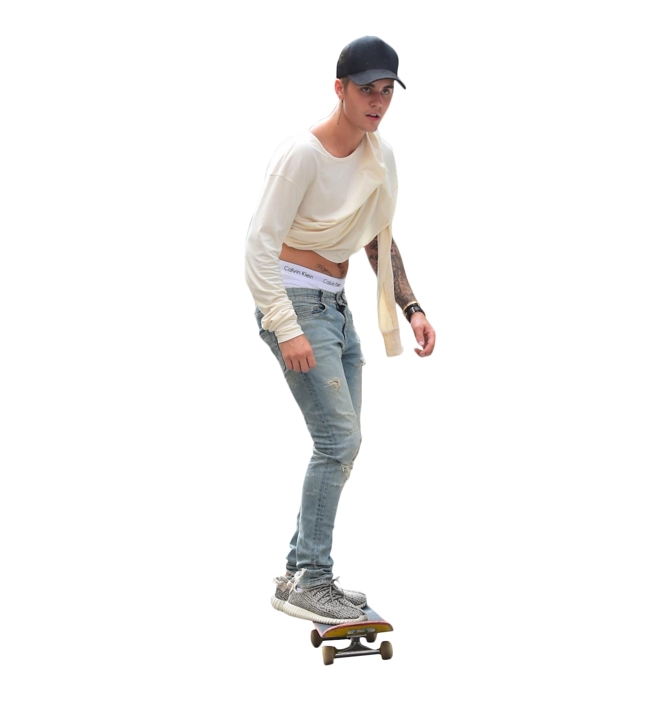 Justin Bieber Skateboarding PNG Image