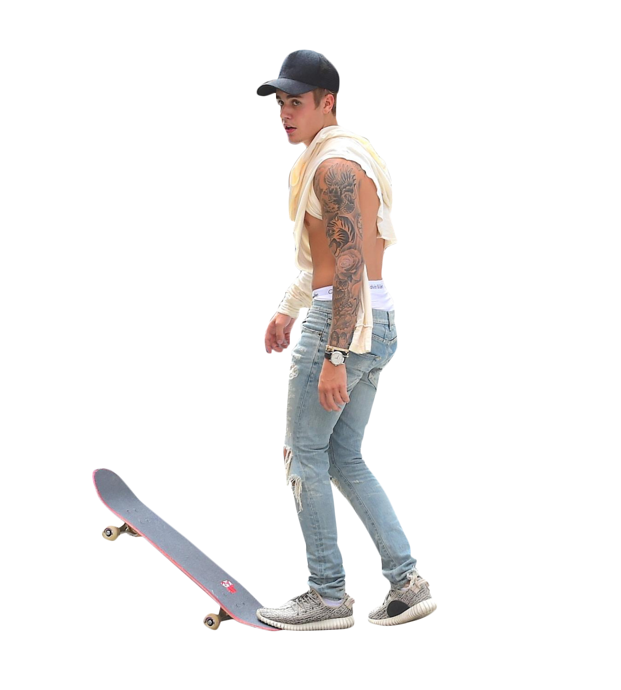 Justin Bieber Skateboarding PNG Image