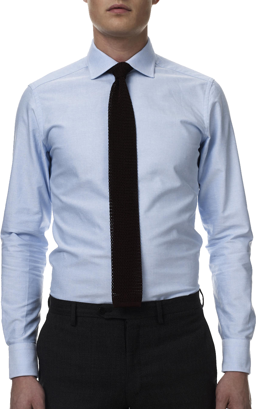 Llight Blue Dress Shirt Black Tie PNG Image