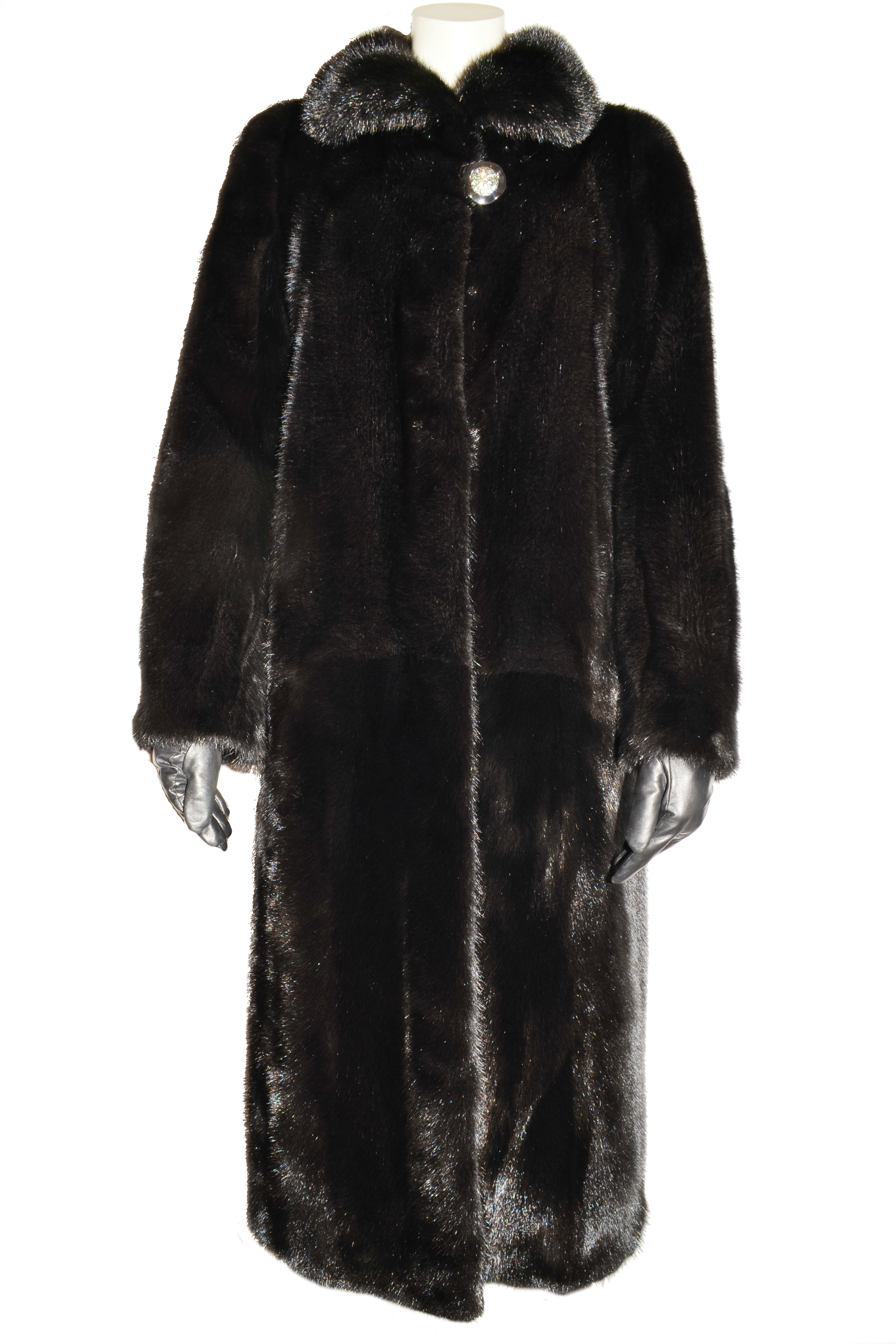 Long Black Fur Coat PNG Image
