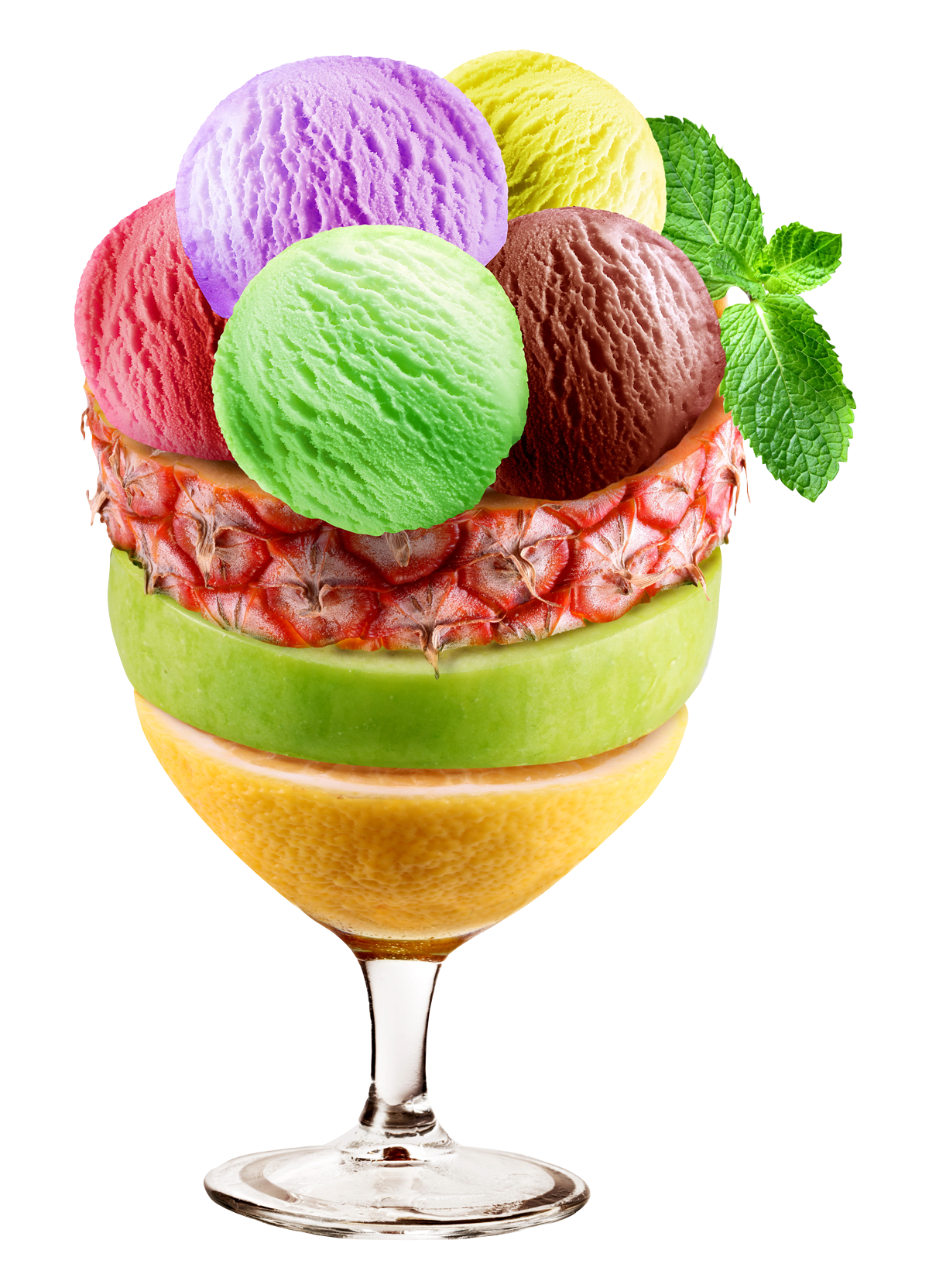 Mixed Ice Cream In Sundae Cup PNG Image