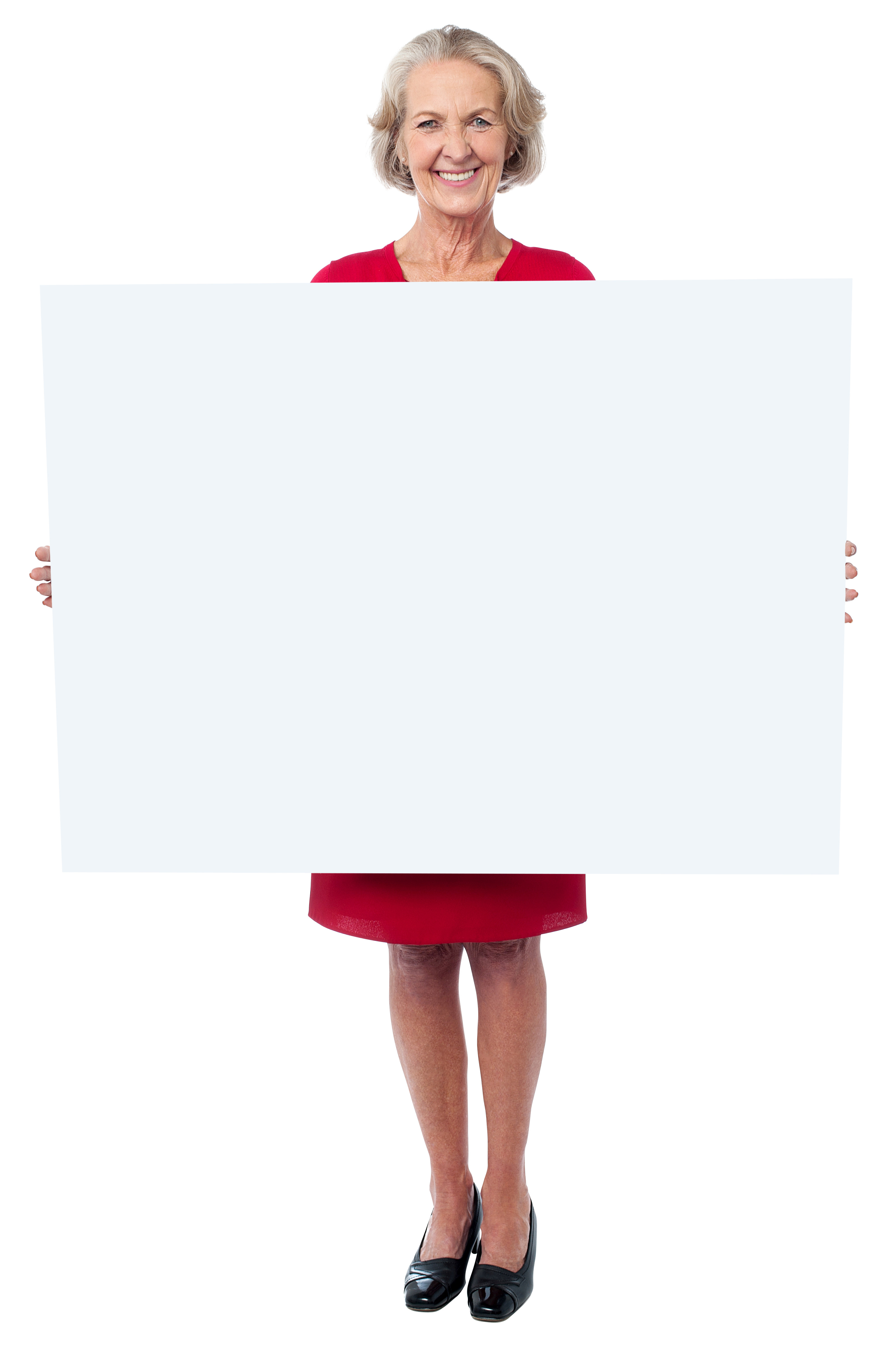 Old Women Holding Banner PNG Image