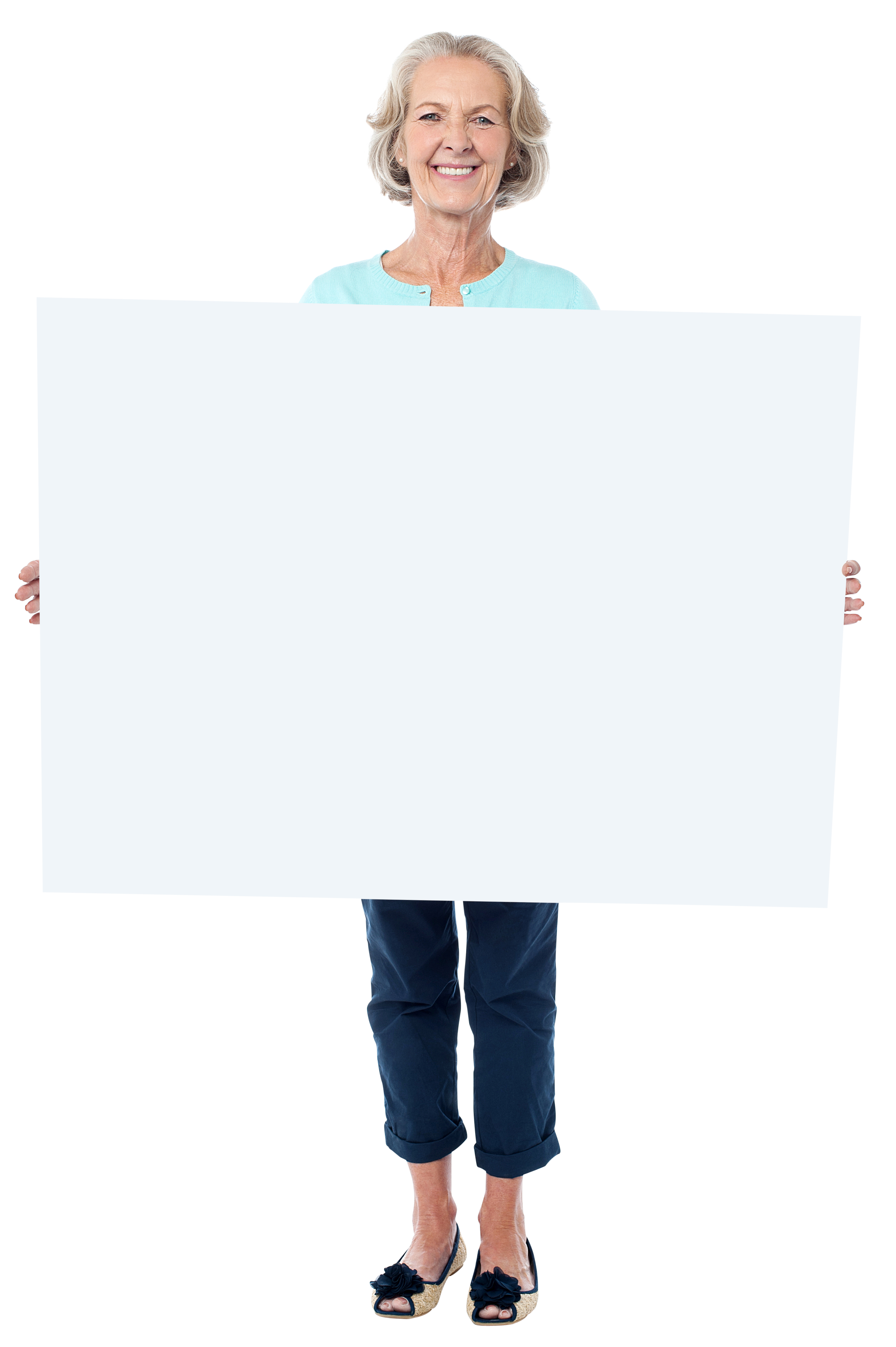 Old Women Holding Banner PNG Image