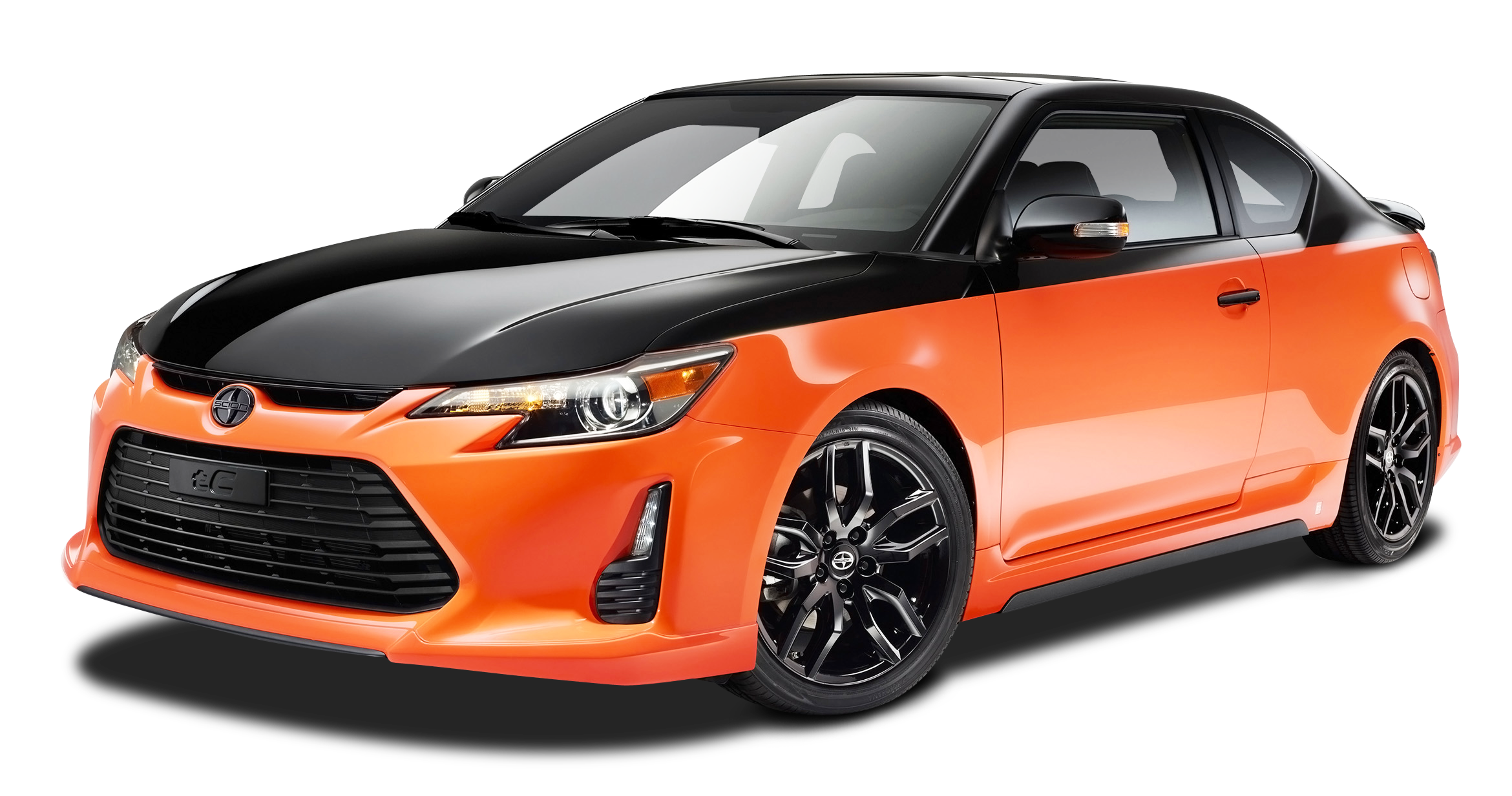 Orange and Black Scion tC Sports Car PNG Image