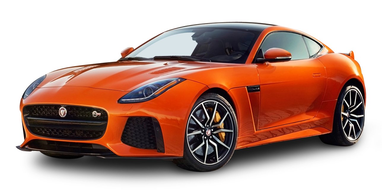 Orange Jaguar F Type SVR Coupe Car PNG Image
