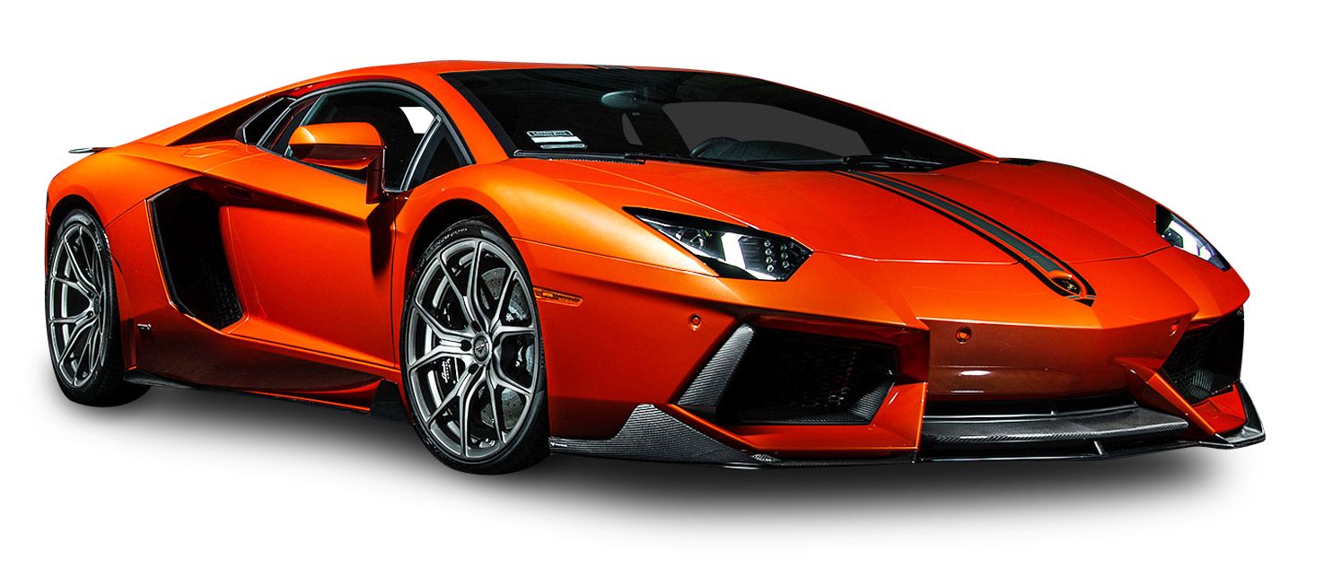 Orange Lamborghini Aventador Coupe Car PNG Image