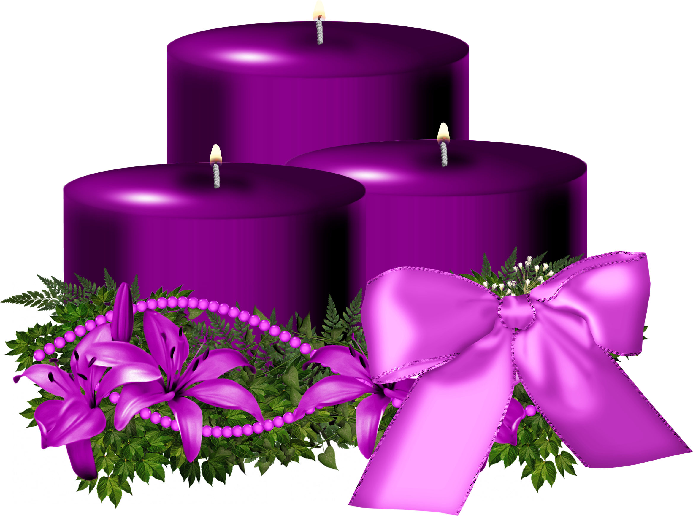 Tree Purple Christmas Candle Decorated PNG Image