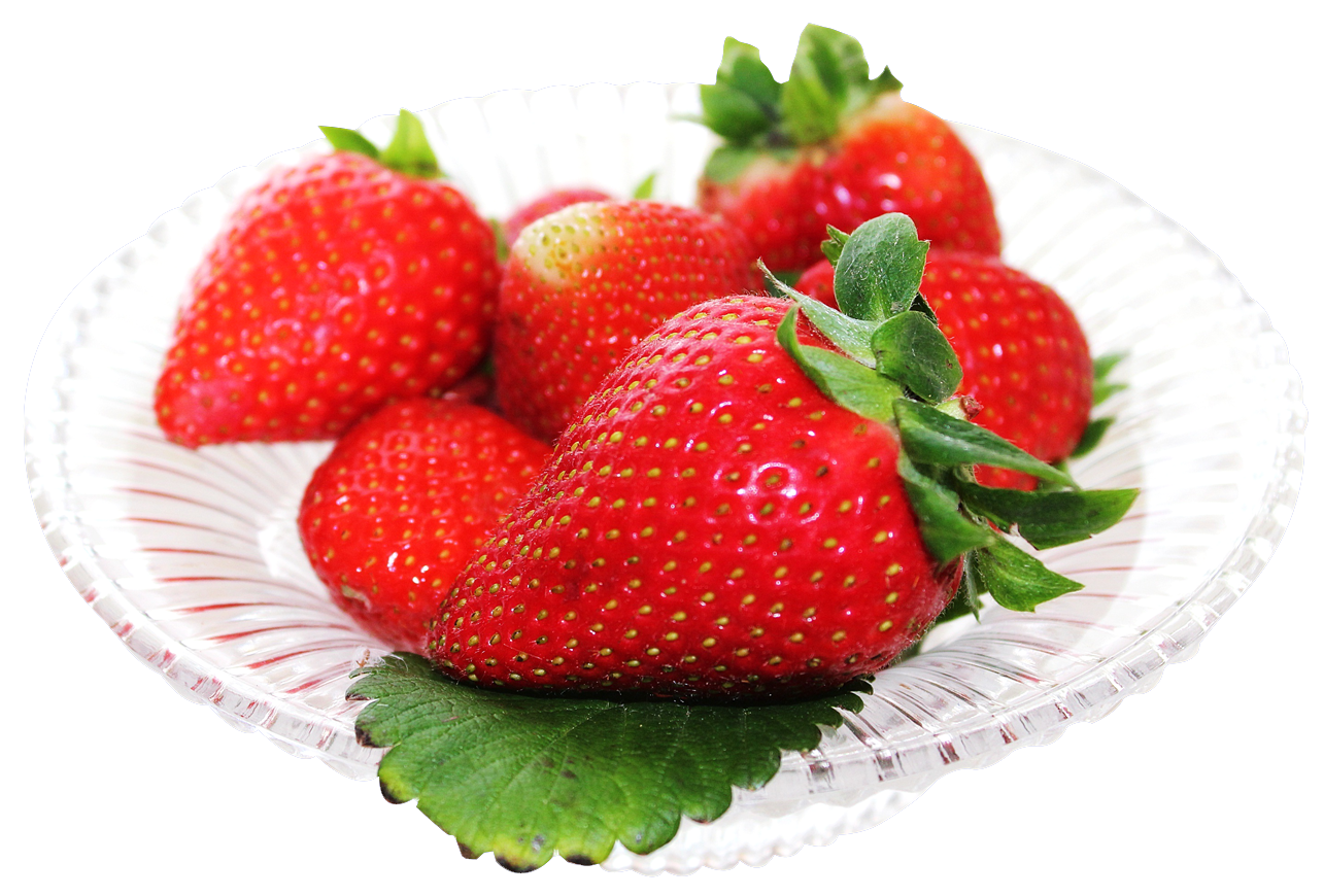 Red Strawberry in white plate PNG Image