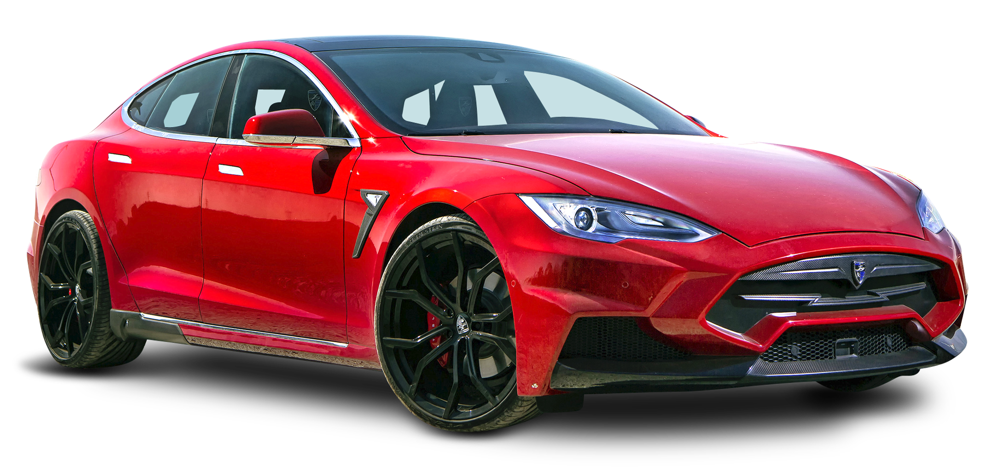 Red Tesla Model S Car PNG Image