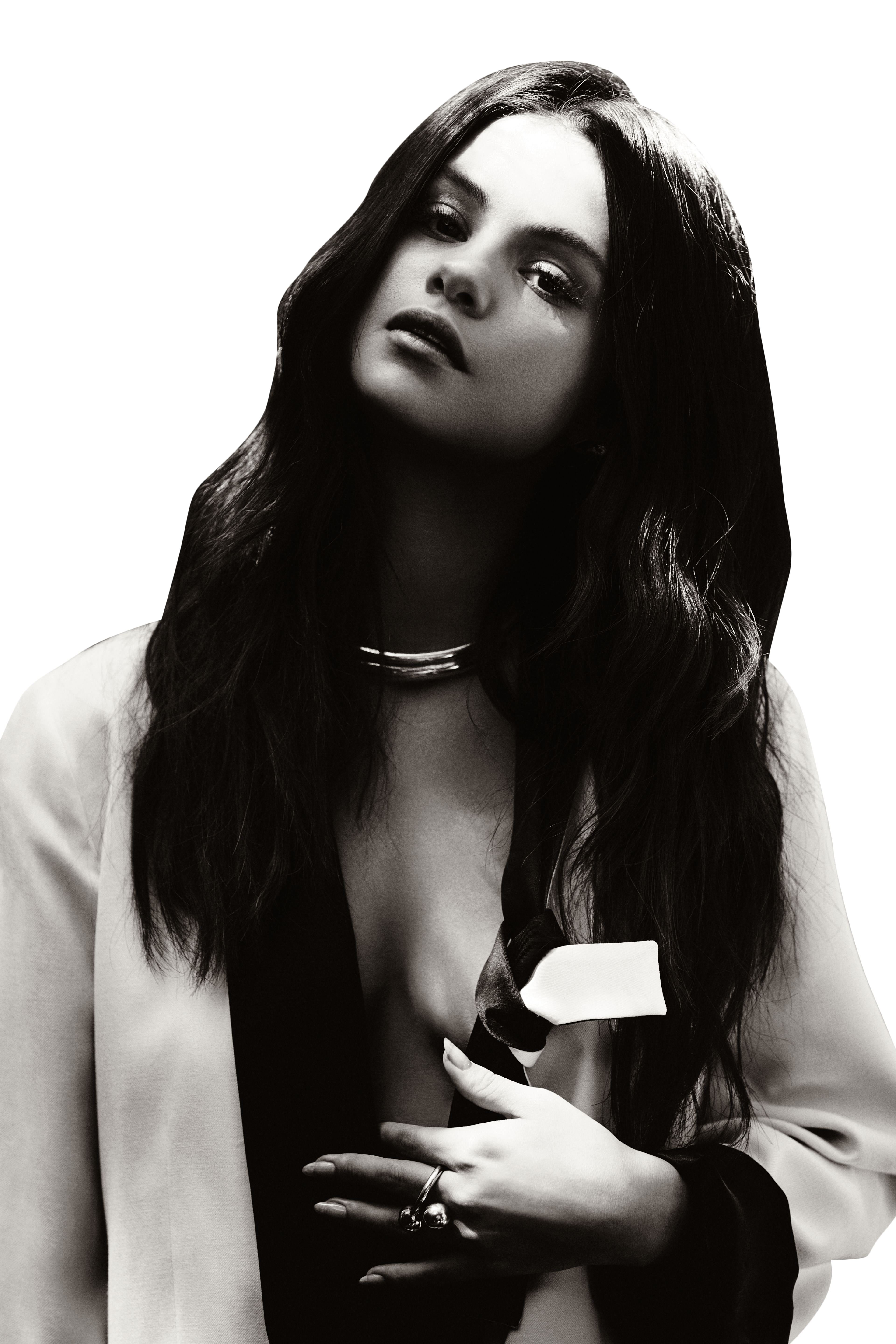 Selena Gomez Black and White PNG Image