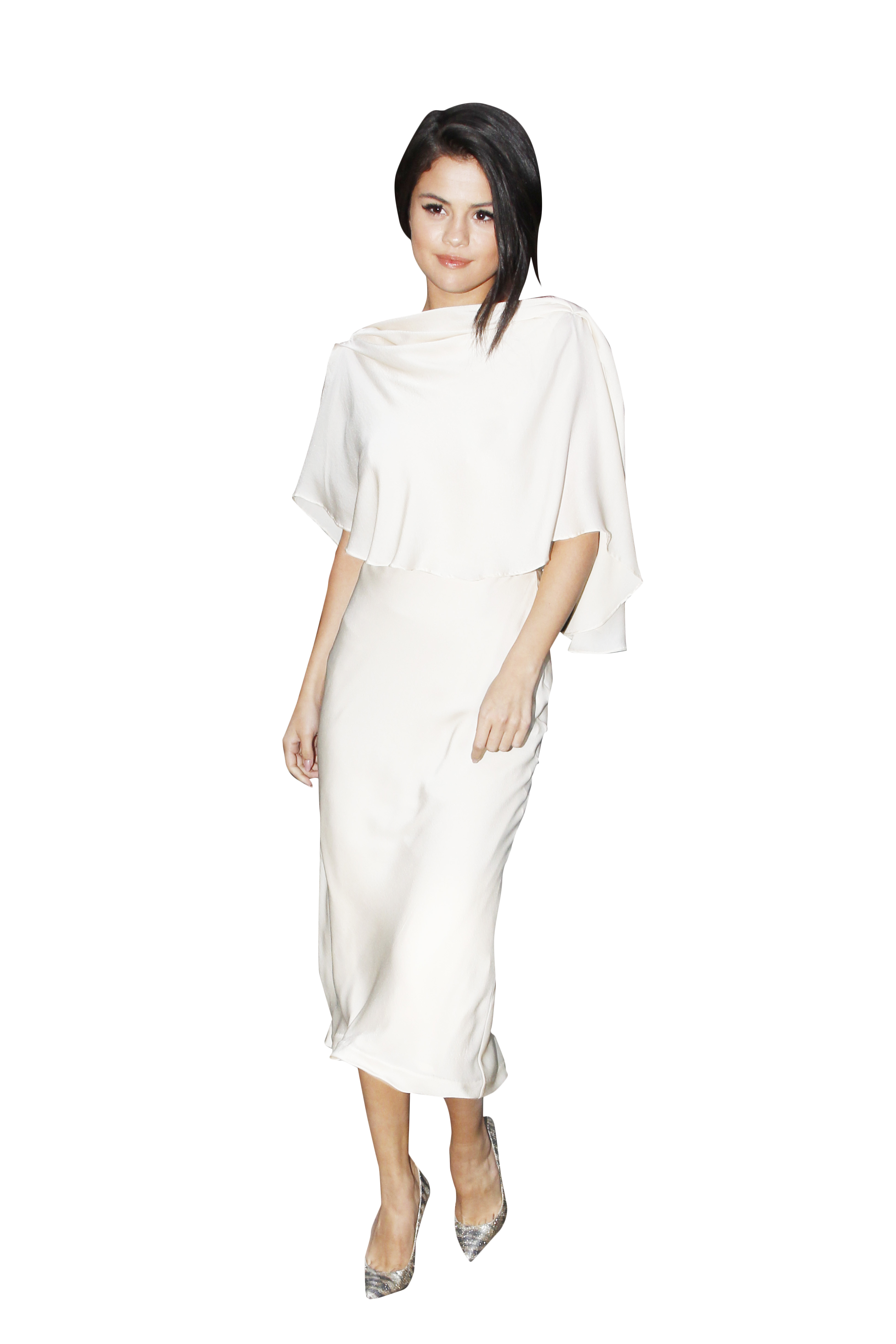 Selena Gomez White Dress PNG Image