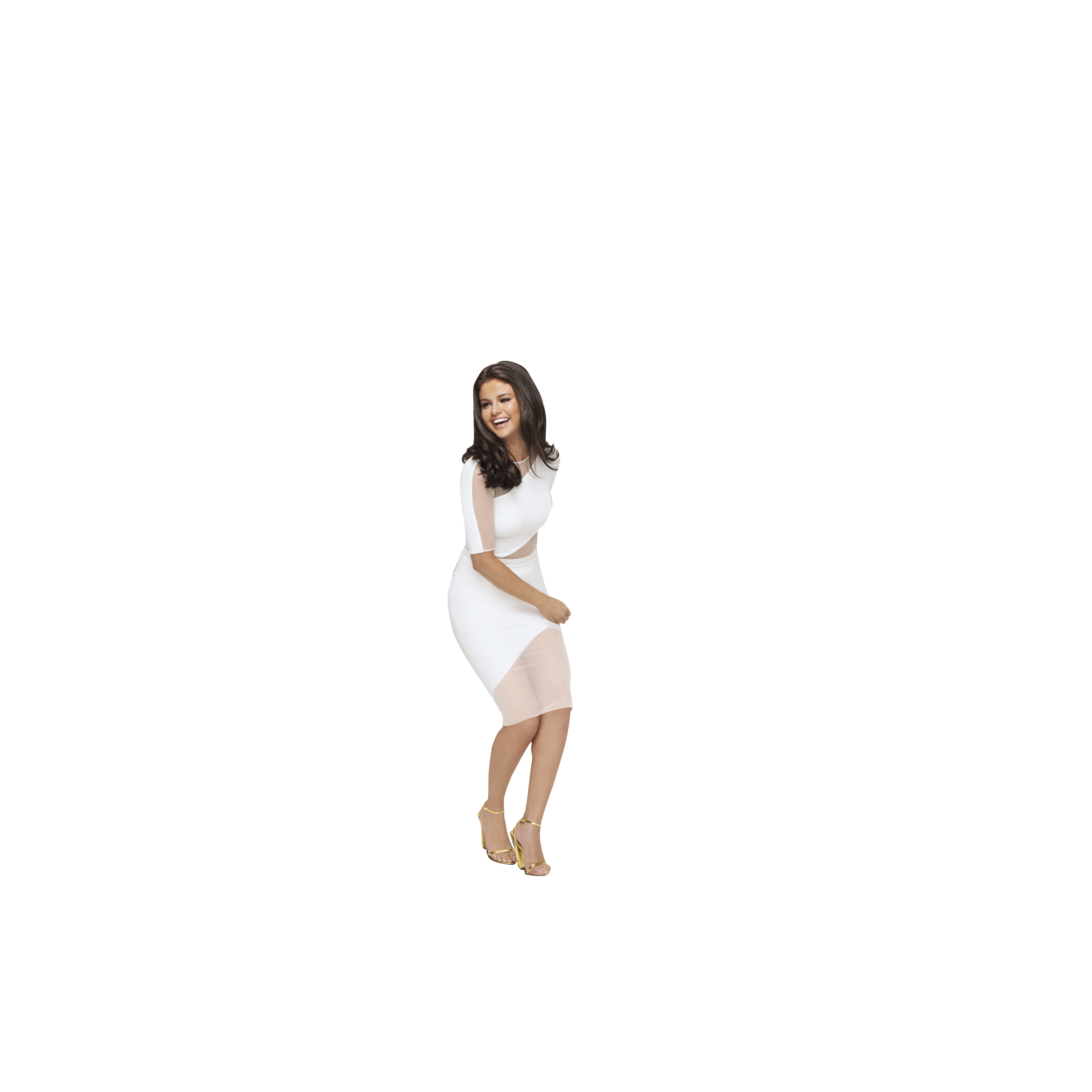 Selena Gomez White Dress PNG Image