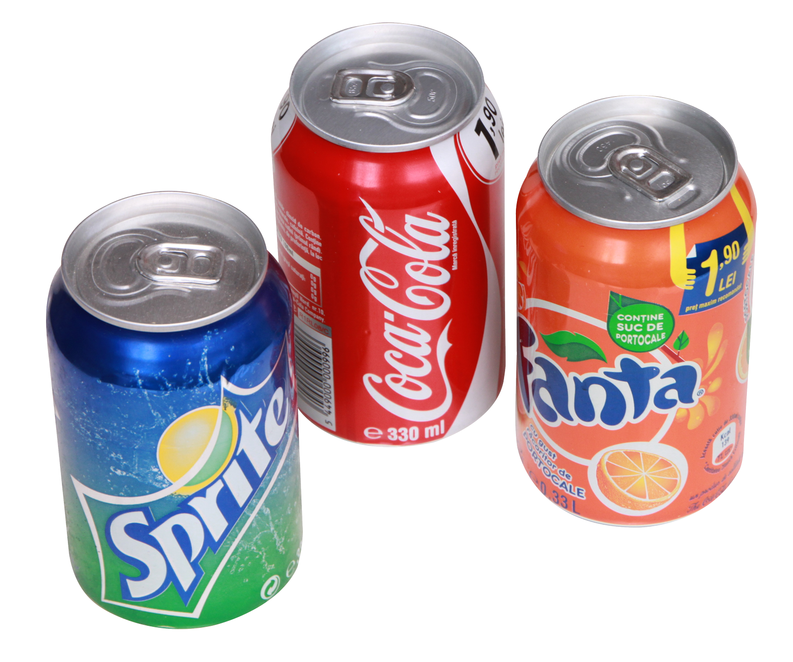 Soda Cans Cola Fanta Sprite PNG Image
