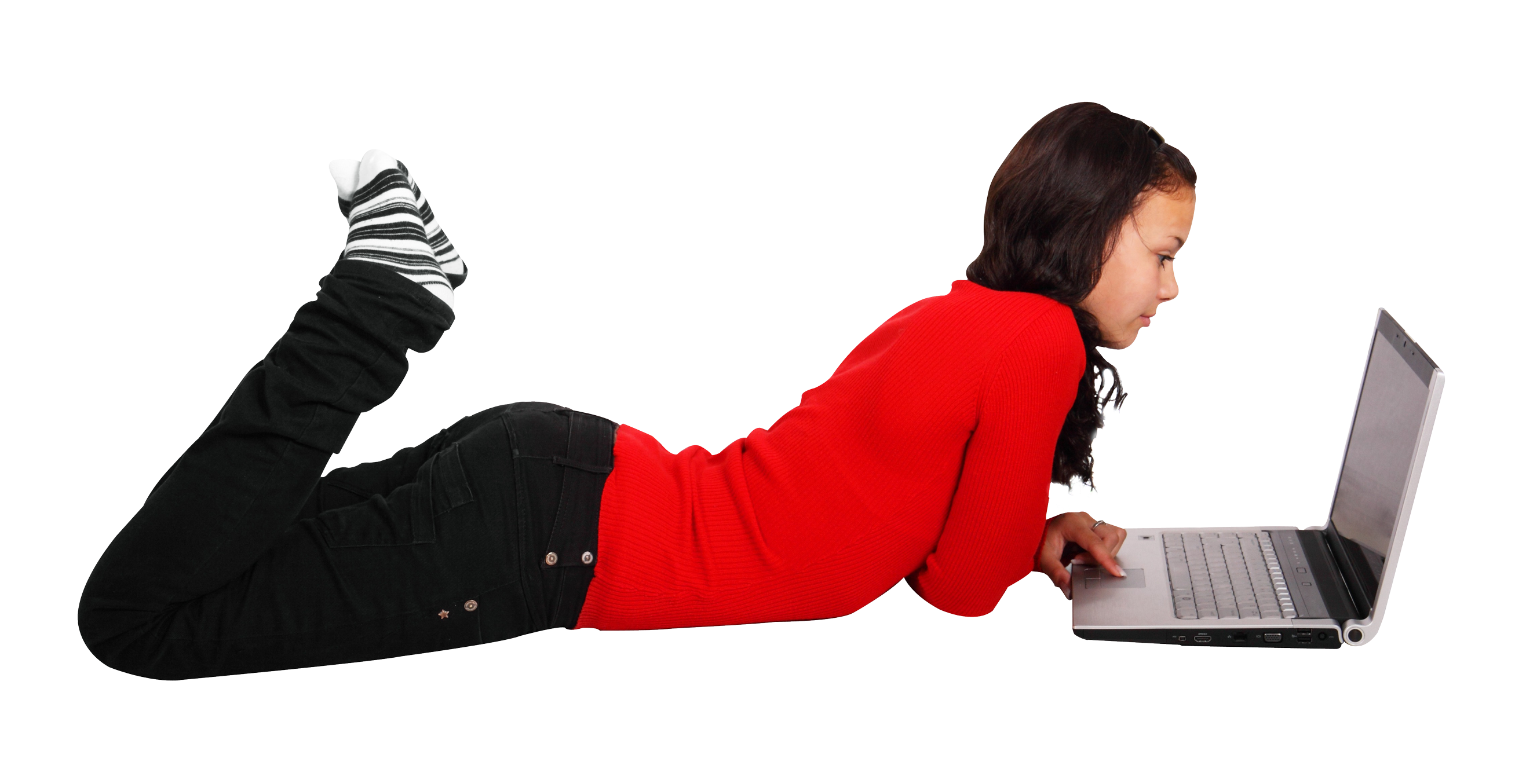 Student Browsing Laptop PNG Image