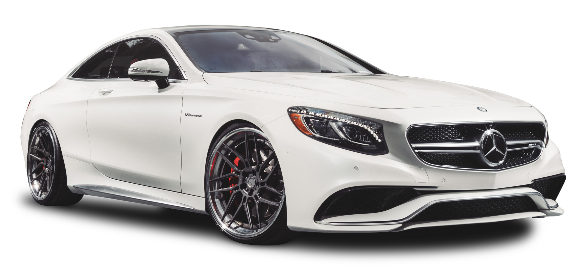 White Mercedes Benz S63 AMG Car PNG Image
