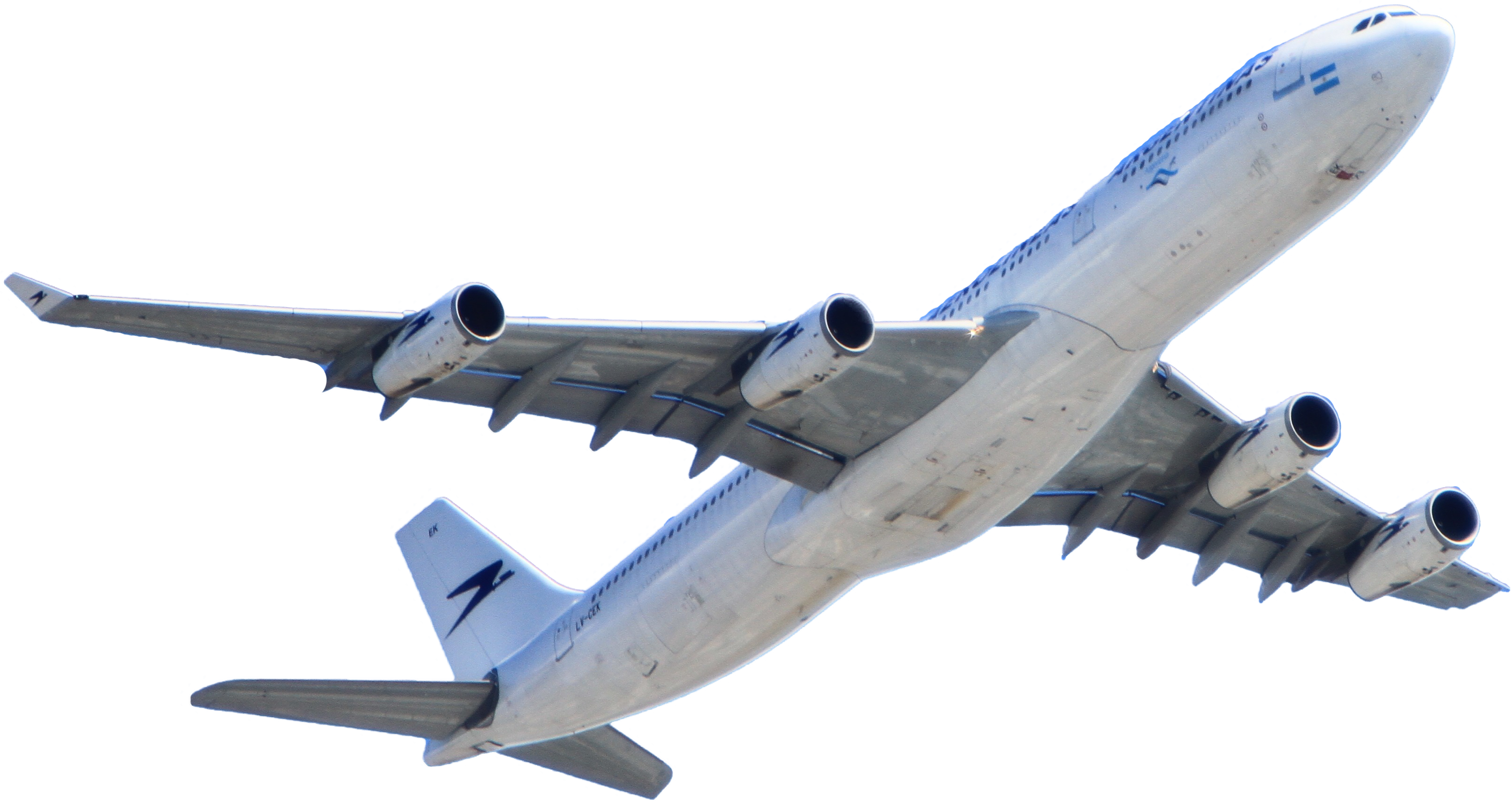 White Passenger Plane Flying on Sky PNG Image