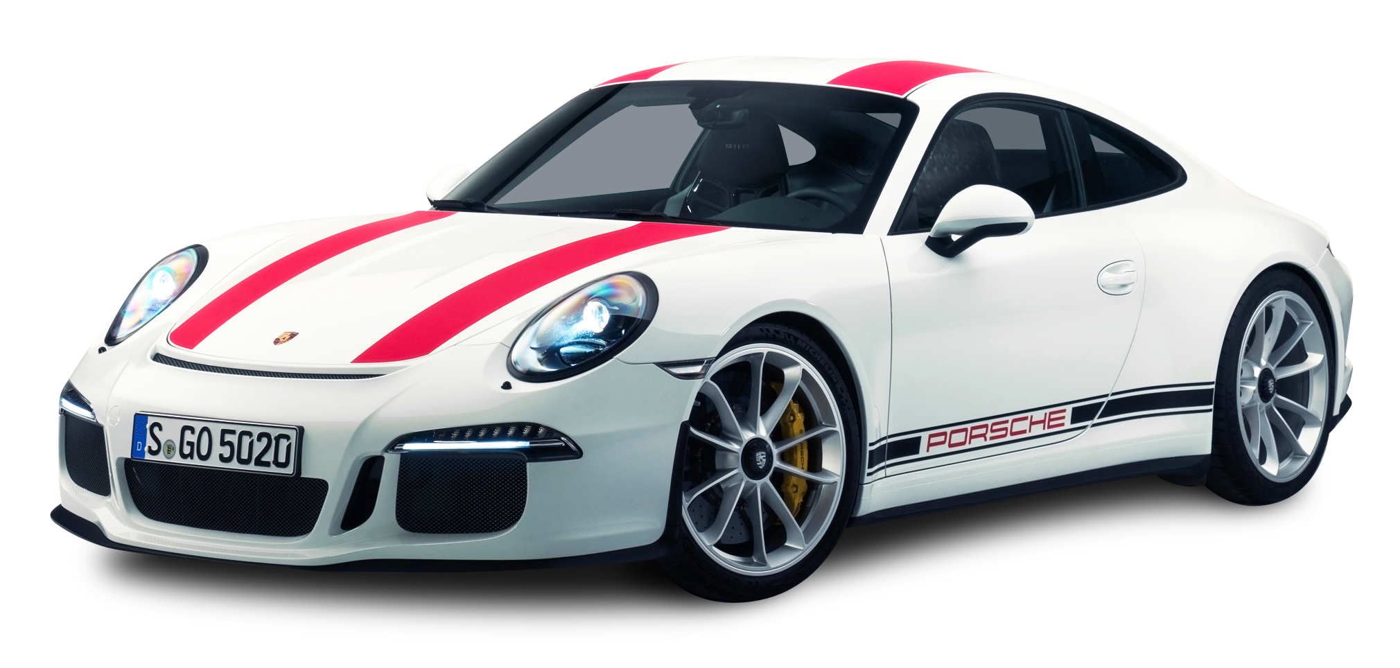 White Porsche 911 R Car PNG Image