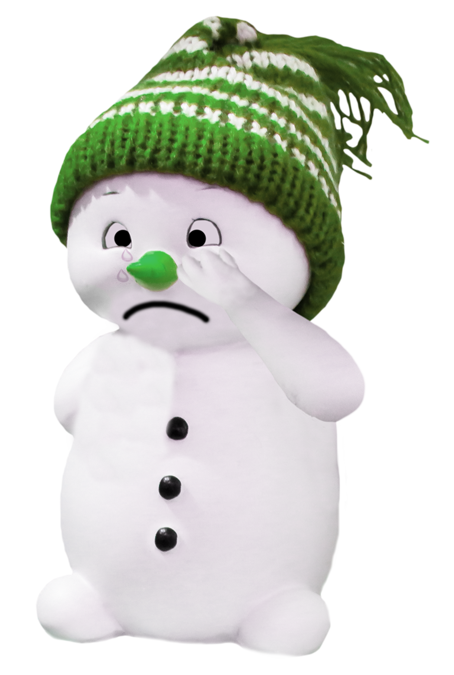 White Snoman with green Cap PNG Image