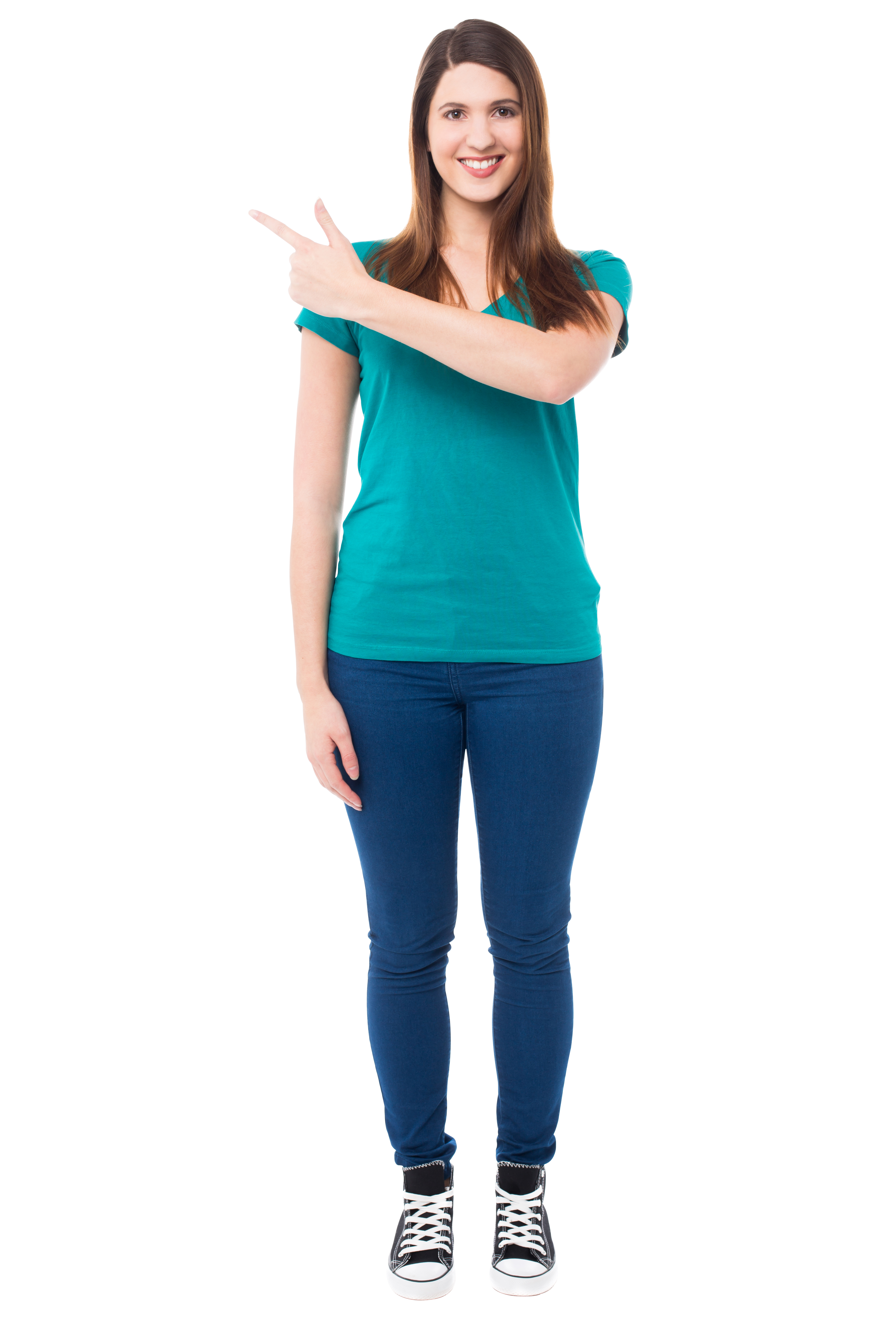 Women Pointing Front PNG Image