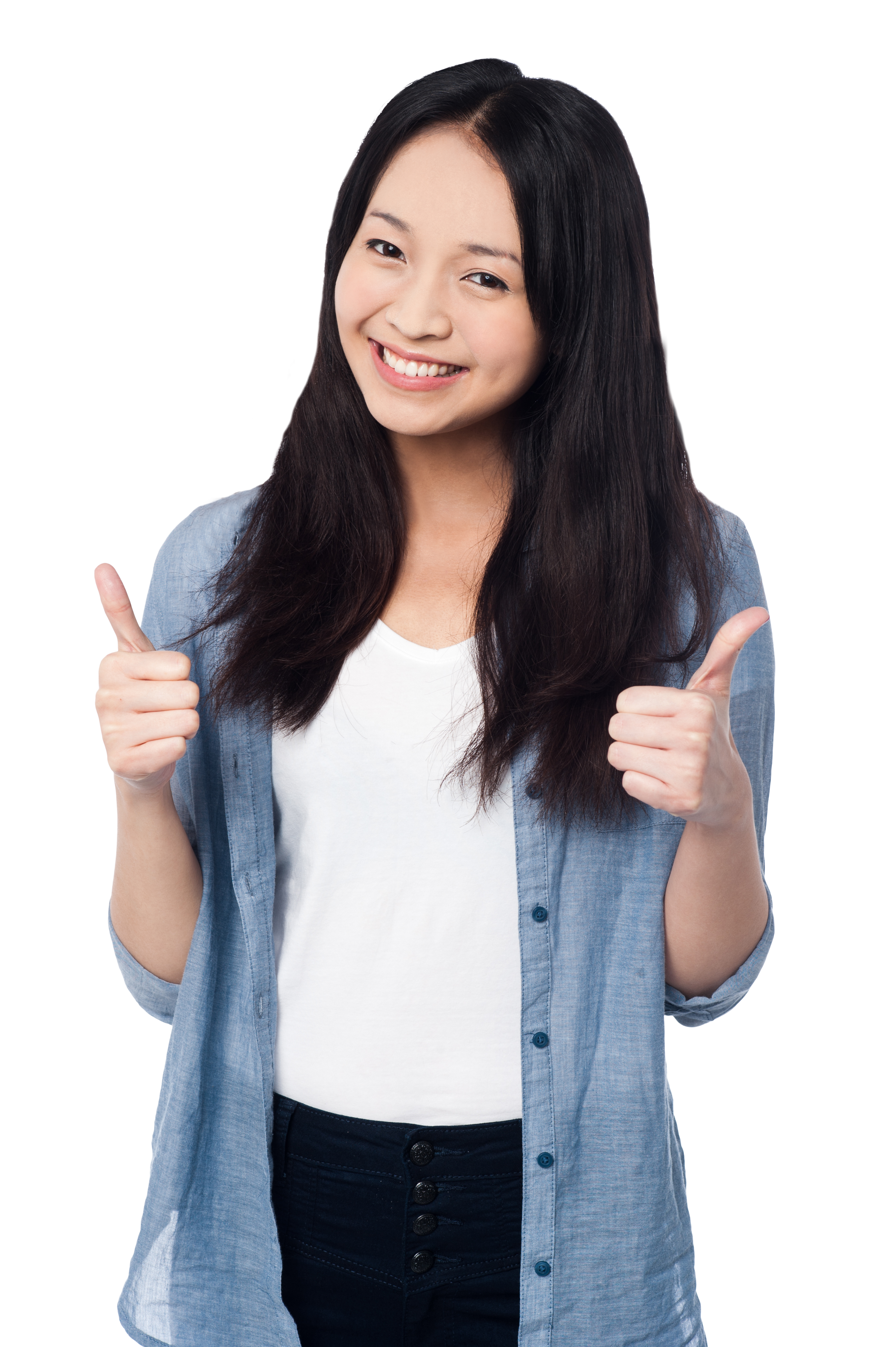 Women Pointing Thumbs Up PNG Image