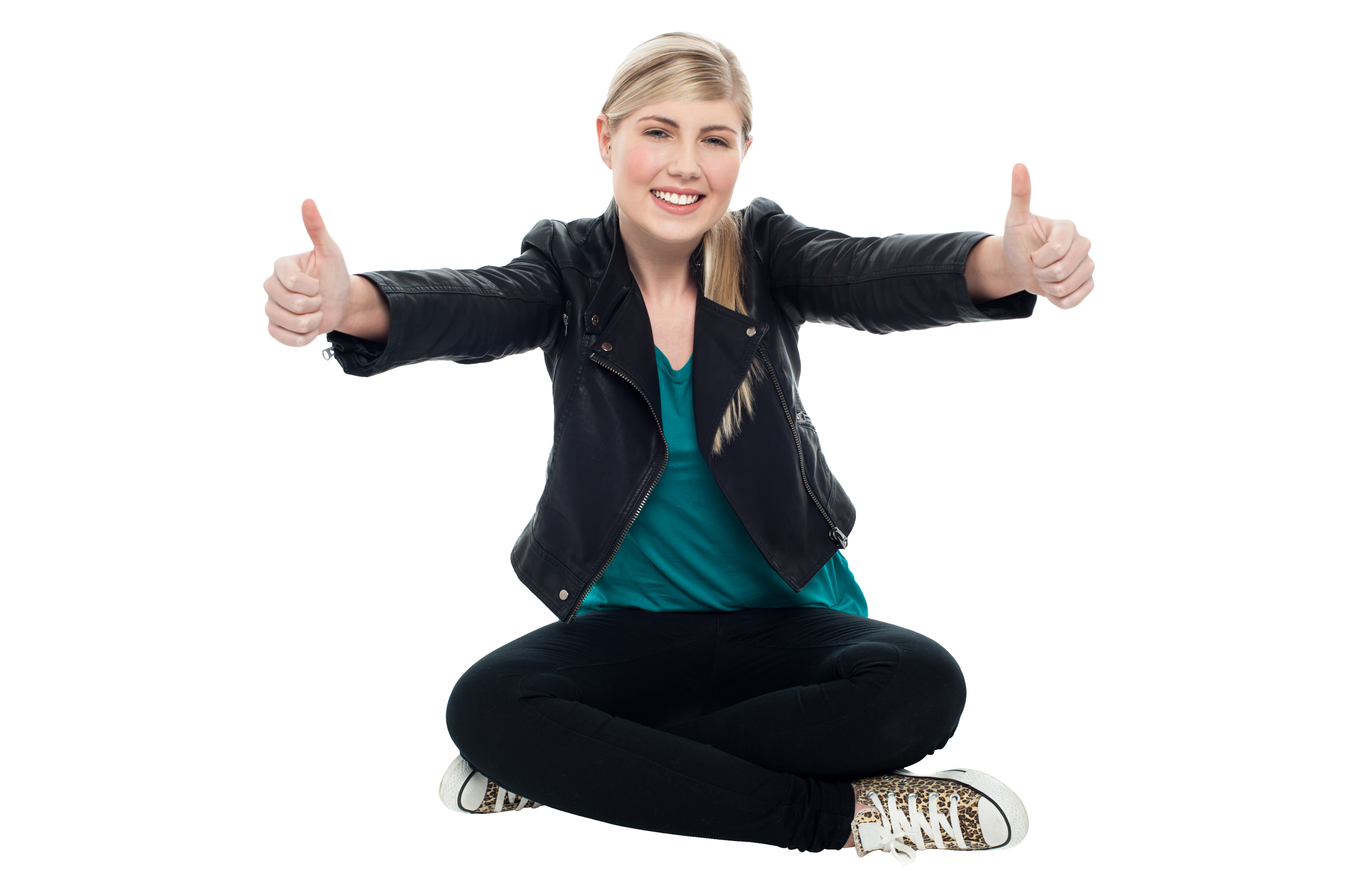 Women Pointing Thumbs Up PNG Image