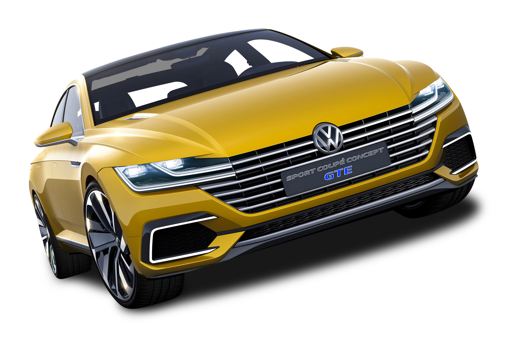 Yellow Volkswagen Sport Coupe GTE Car PNG Image