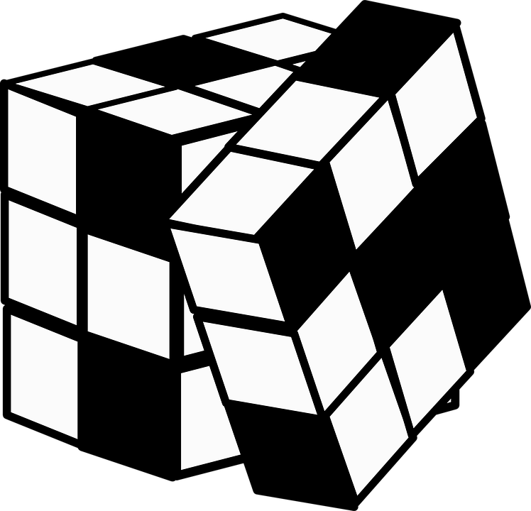 Rubix Cube in Black and White PNG Image