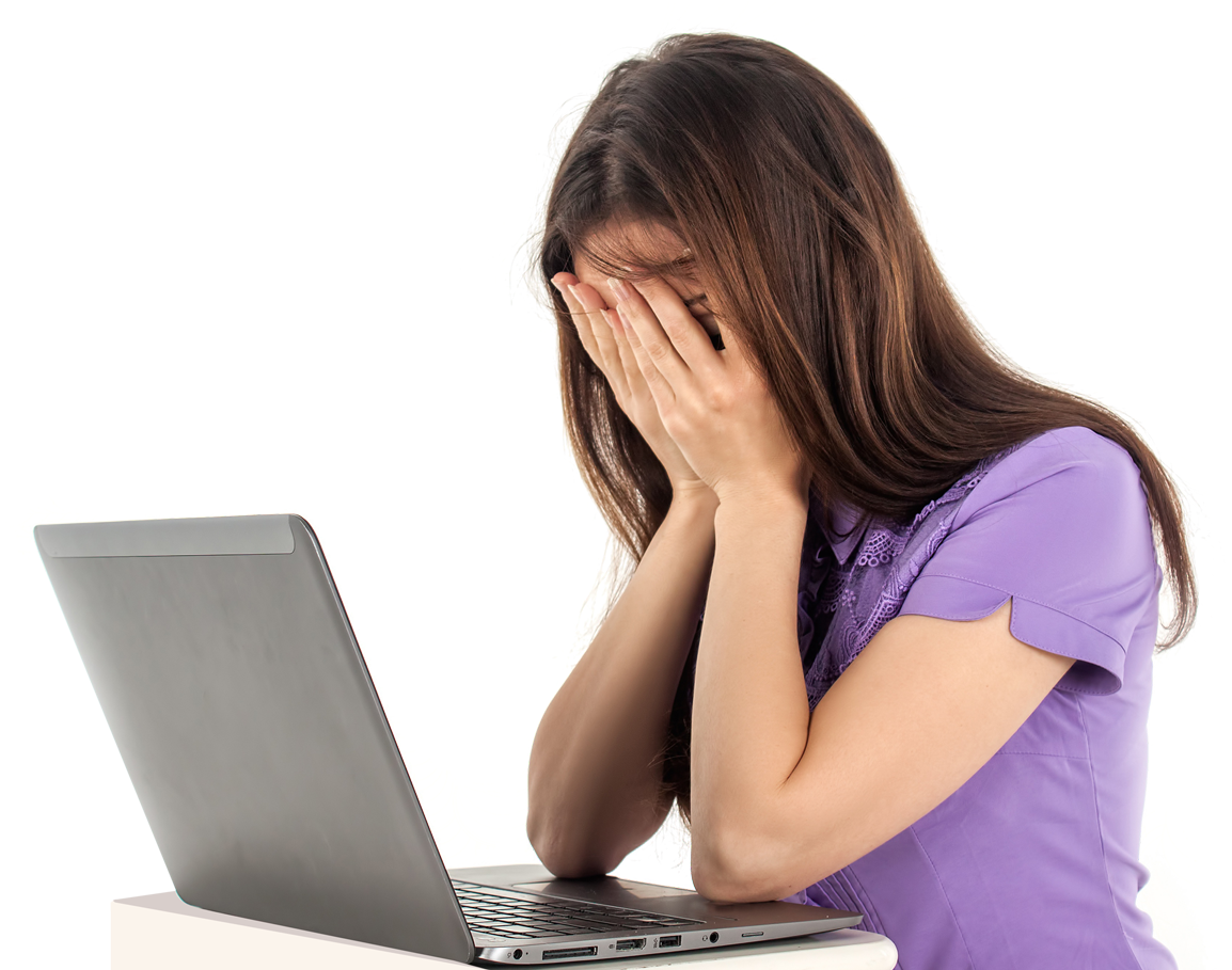 Sad Girl with Laptop PNG Image