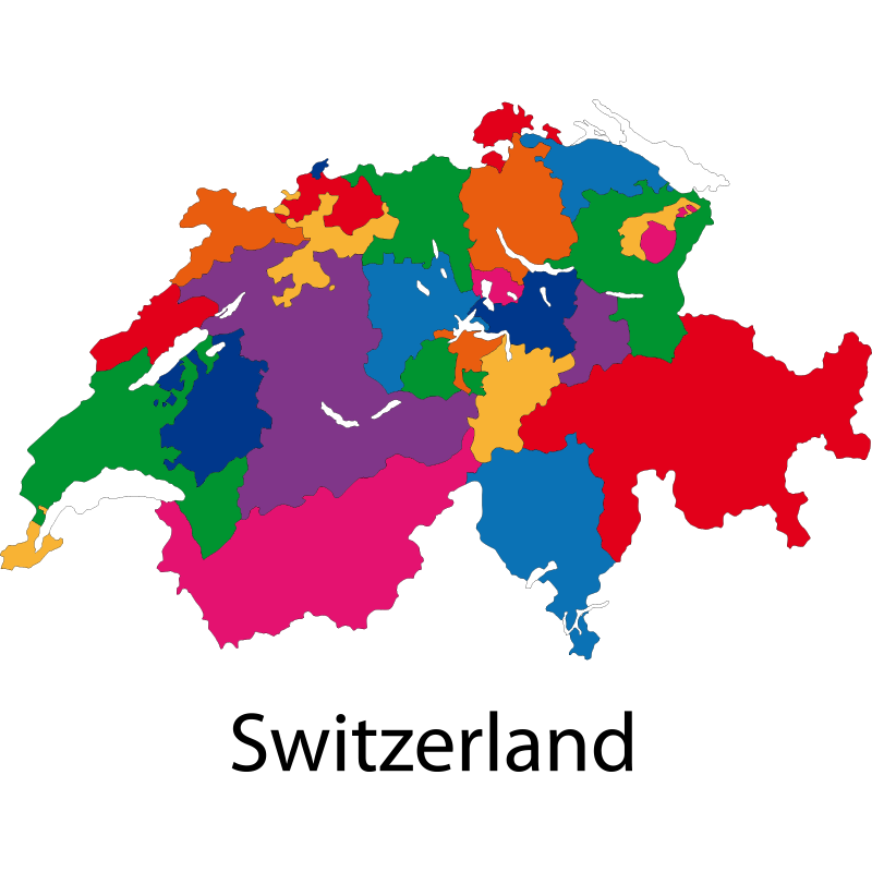 Colourful Map of Switzerland PNG Image