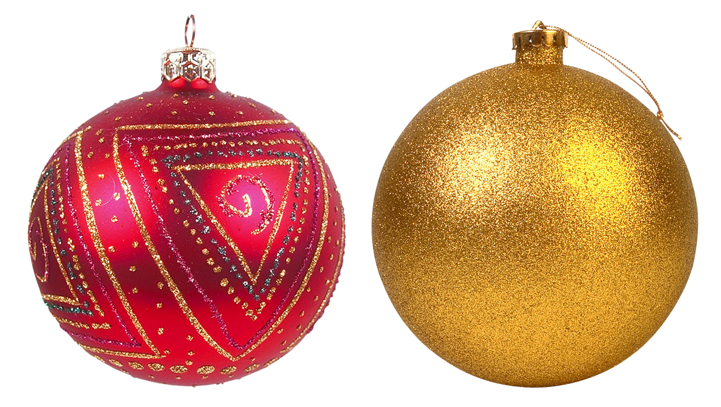 Two Decorated Christmas Bauble PNG Image