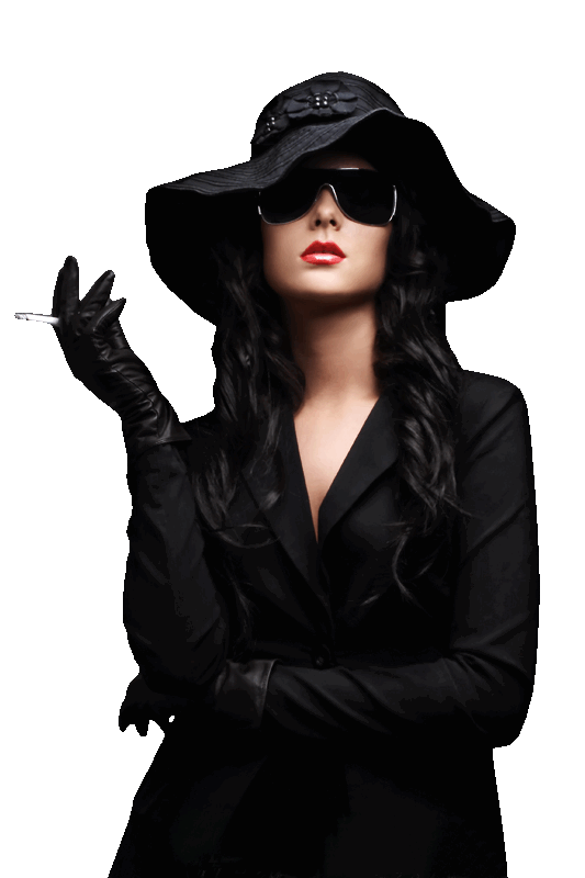 Woman wearing Black with Hat PNG Image