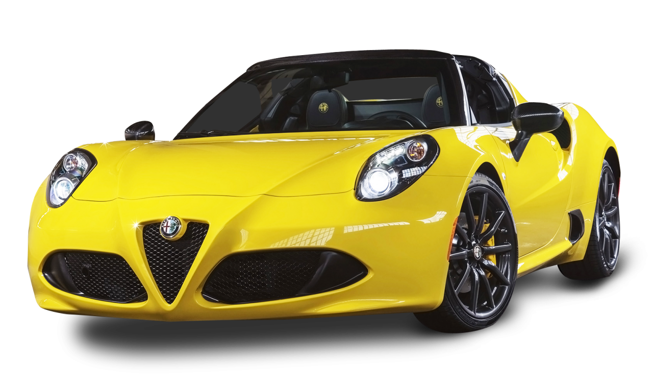 Alfa Romeo 4C Spider Yellow Car PNG Image - PurePNG | Free ...