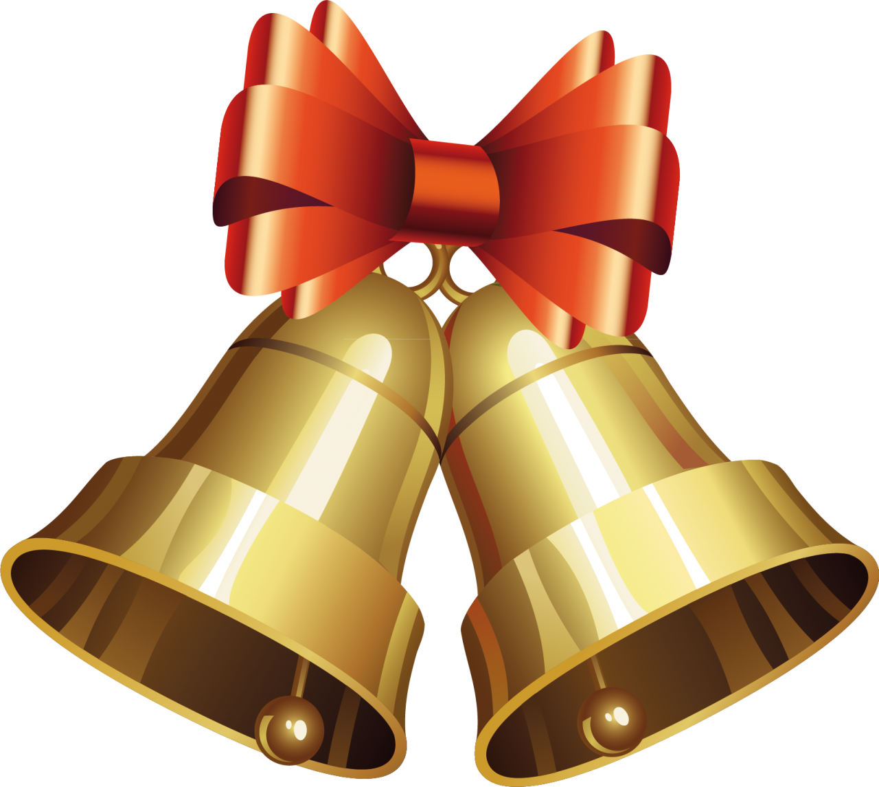 Golden Christmas Bells with Bow PNG Image - PurePNG | Free transparent ...