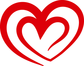 Curved Red Heart Outline PNG