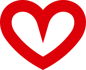 Curved Red Heart Outline PNG
